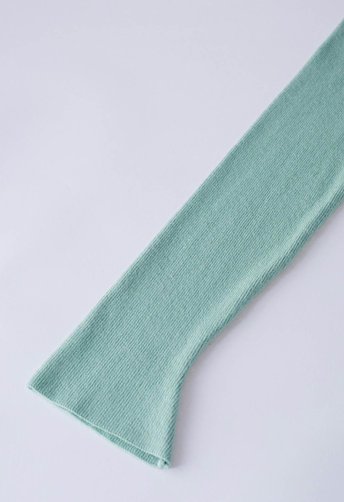 Notch Neckline Fitted Knit Top in Mint