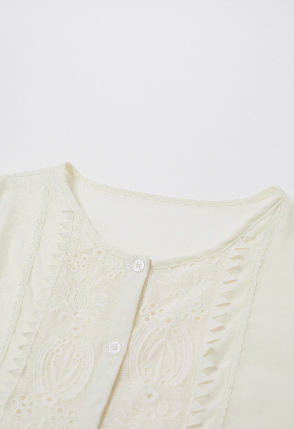 Floral Embroidery Panelled Dolly Top