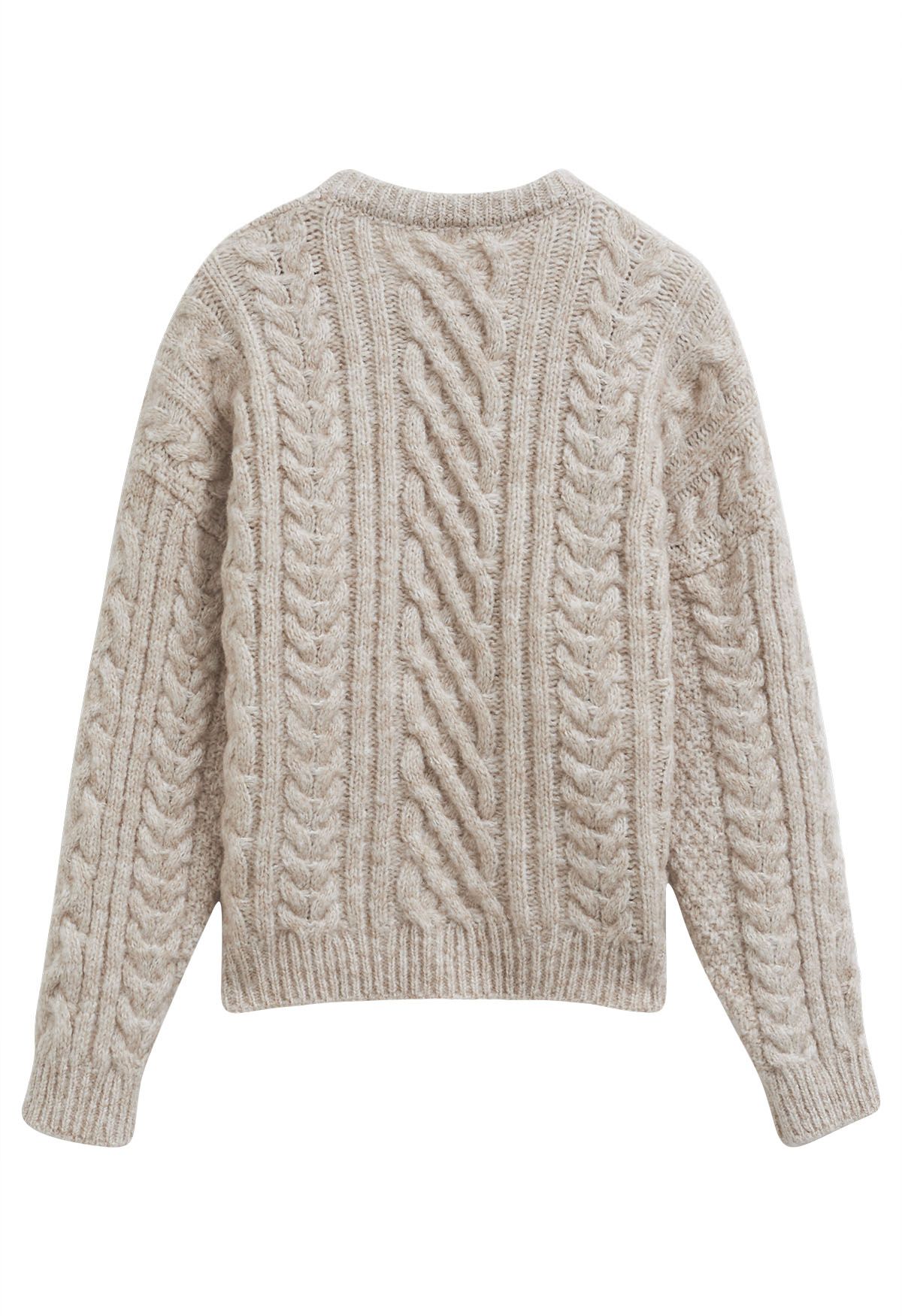 Back To Cozy Cable Knit Sweater in Oatmeal