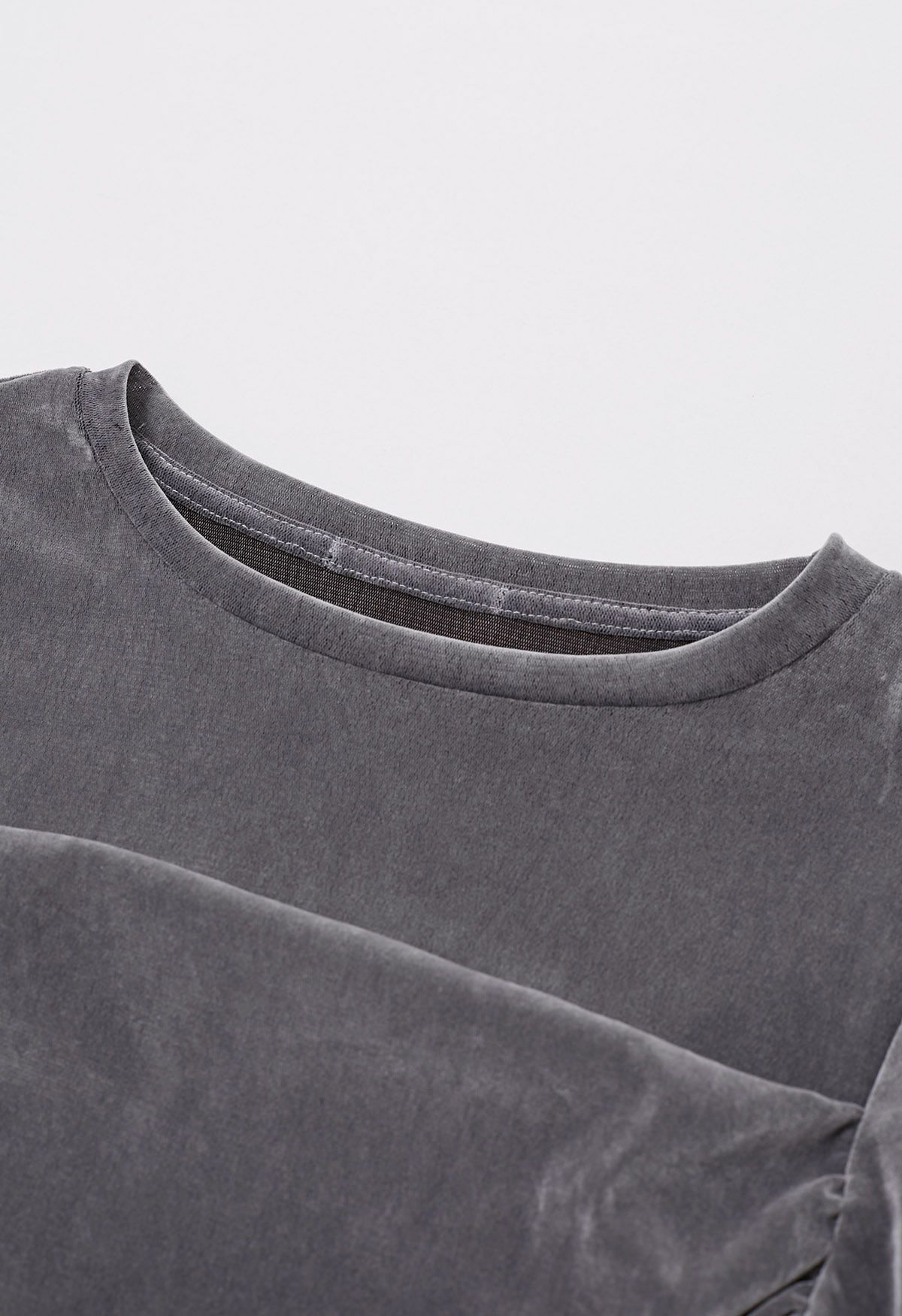 Lithesome Ruched Long Sleeve Top in Grey