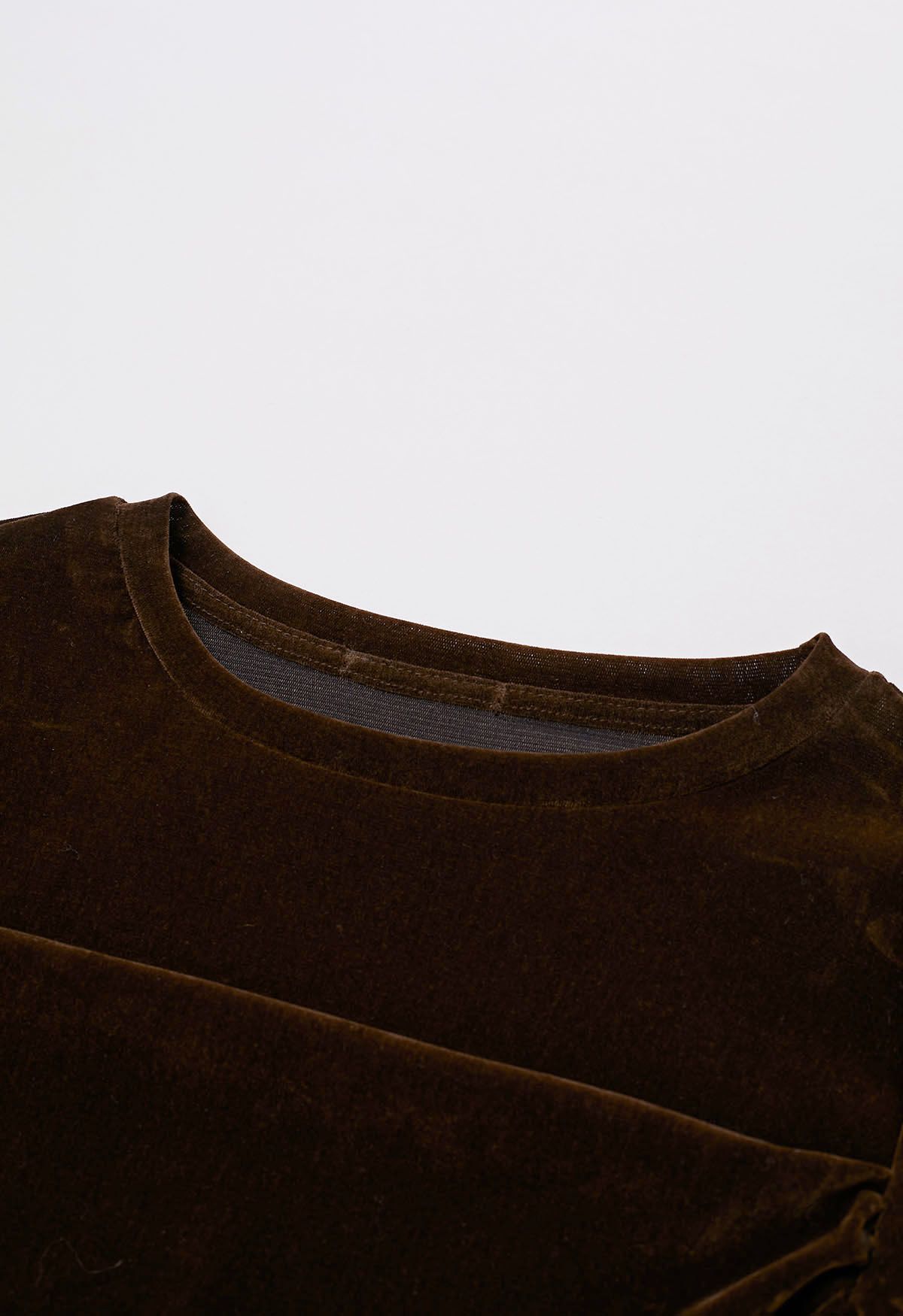 Lithesome Ruched Long Sleeve Top in Brown