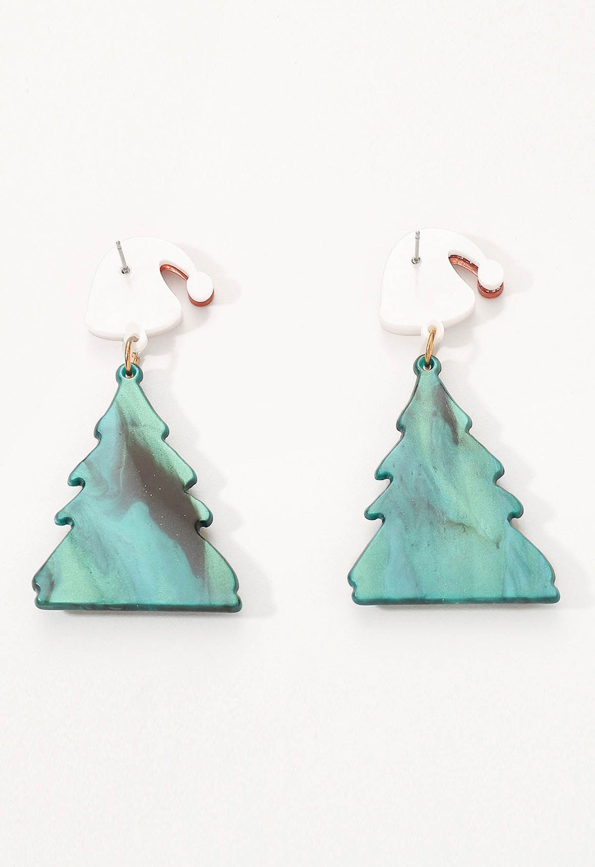 
Christmas Tree Starry Earrings in Green