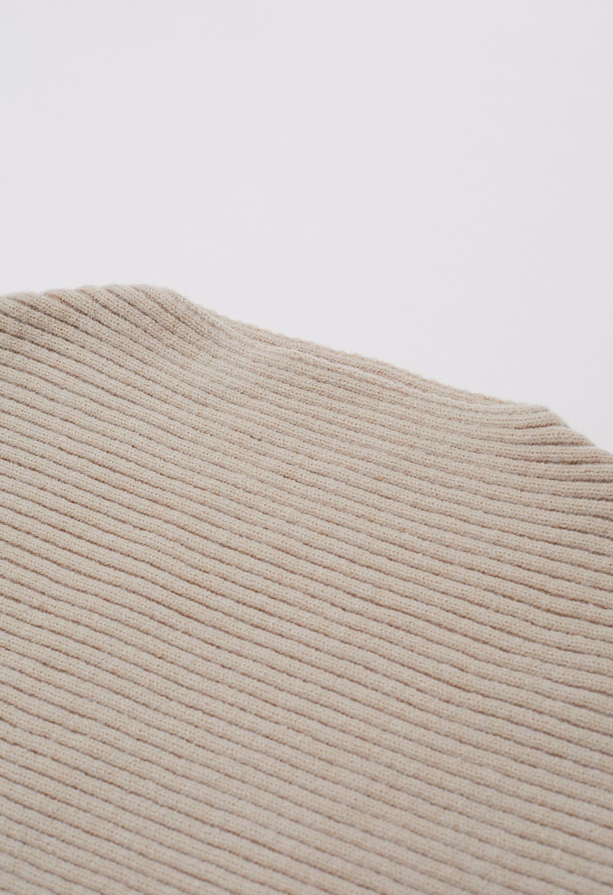 Dramatic Batwing Sleeve Ribbed Knit Sweater in Sand