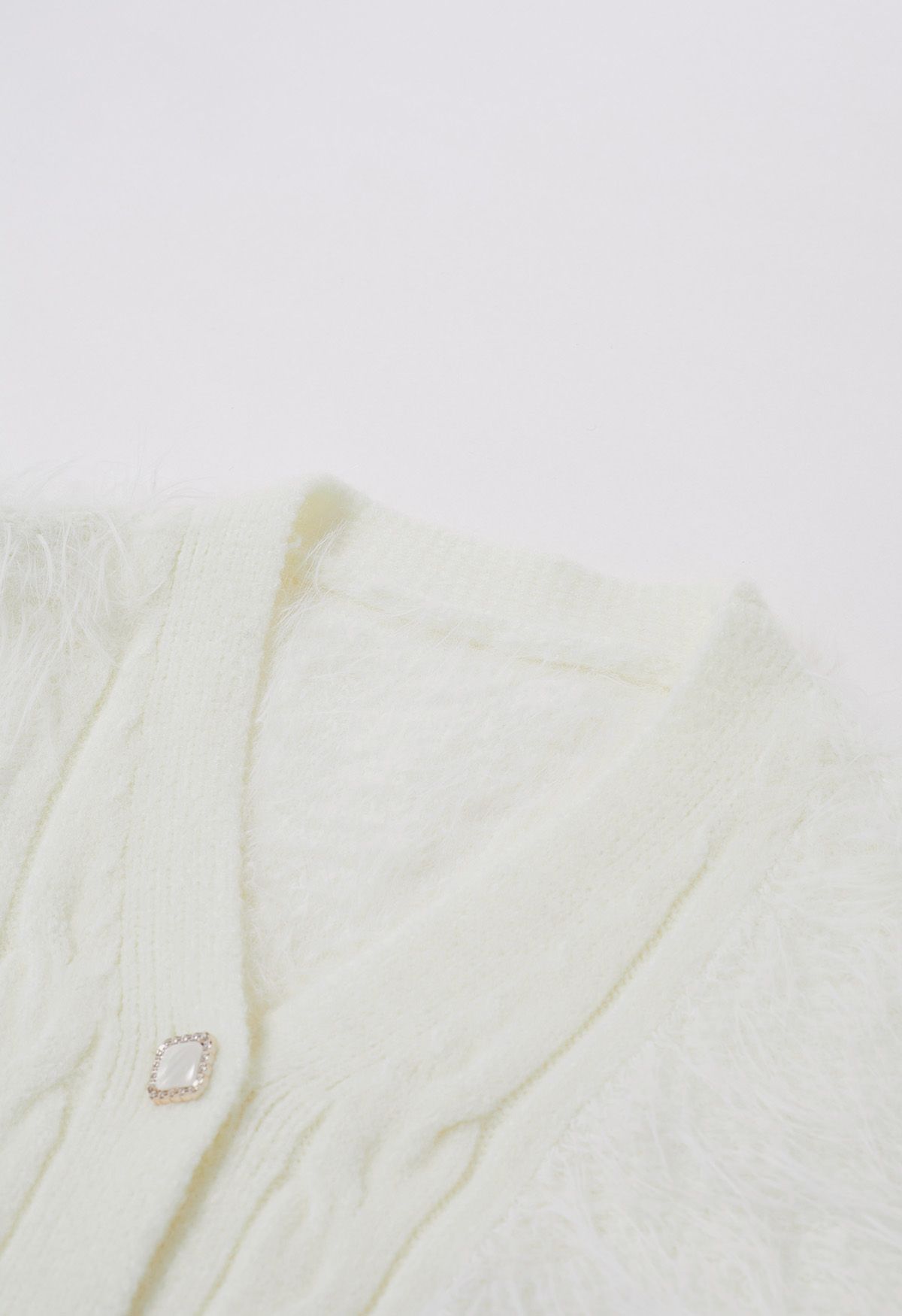 Softness Faux Fur Button-Up Cardigan in Cream