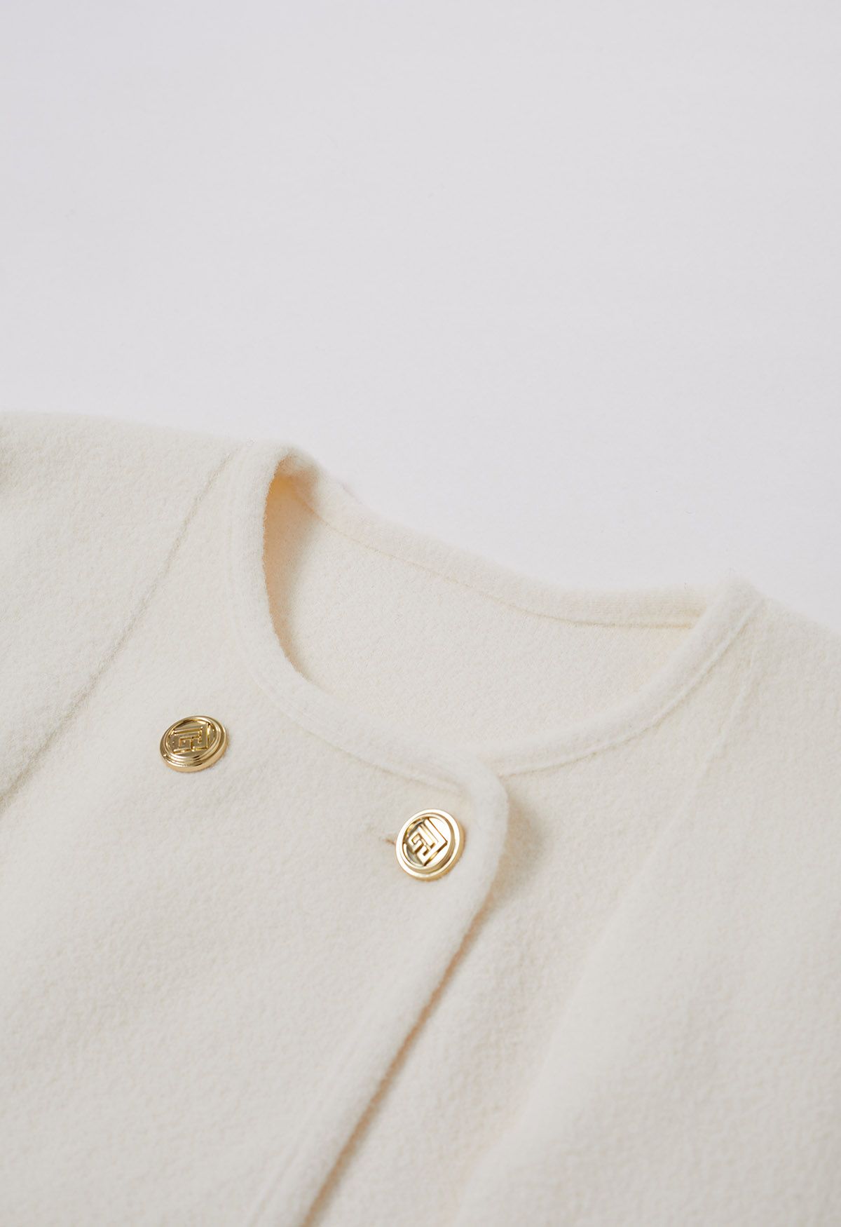 Turtleneck Double-Breasted Twinset Cape Coat in Ivory