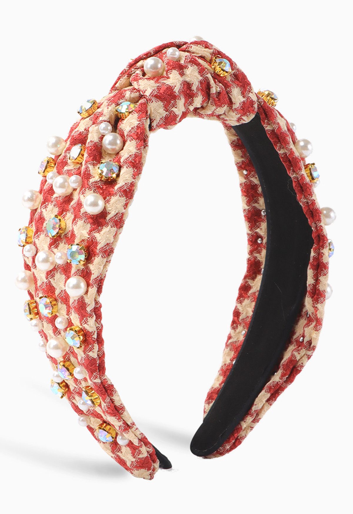 Retro Red Rhinestone Pearl Headband