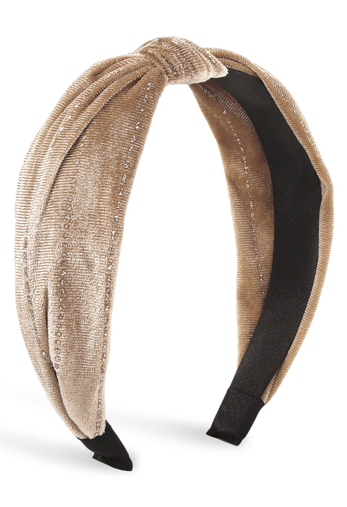 Monochromatic Knotted Velvet Headband in Khaki