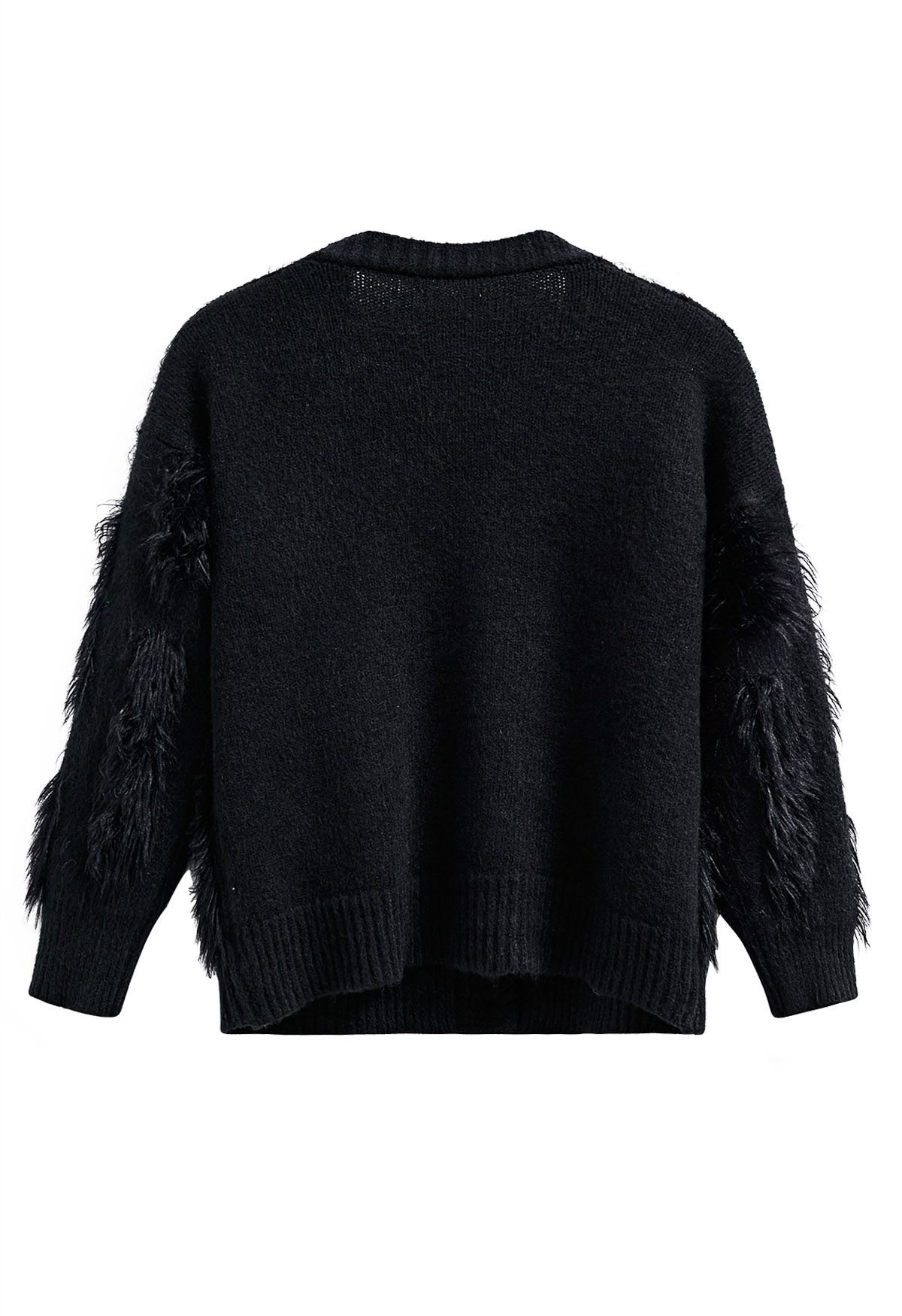 Christmas Elements Fluffy Knit Cardigan in Black