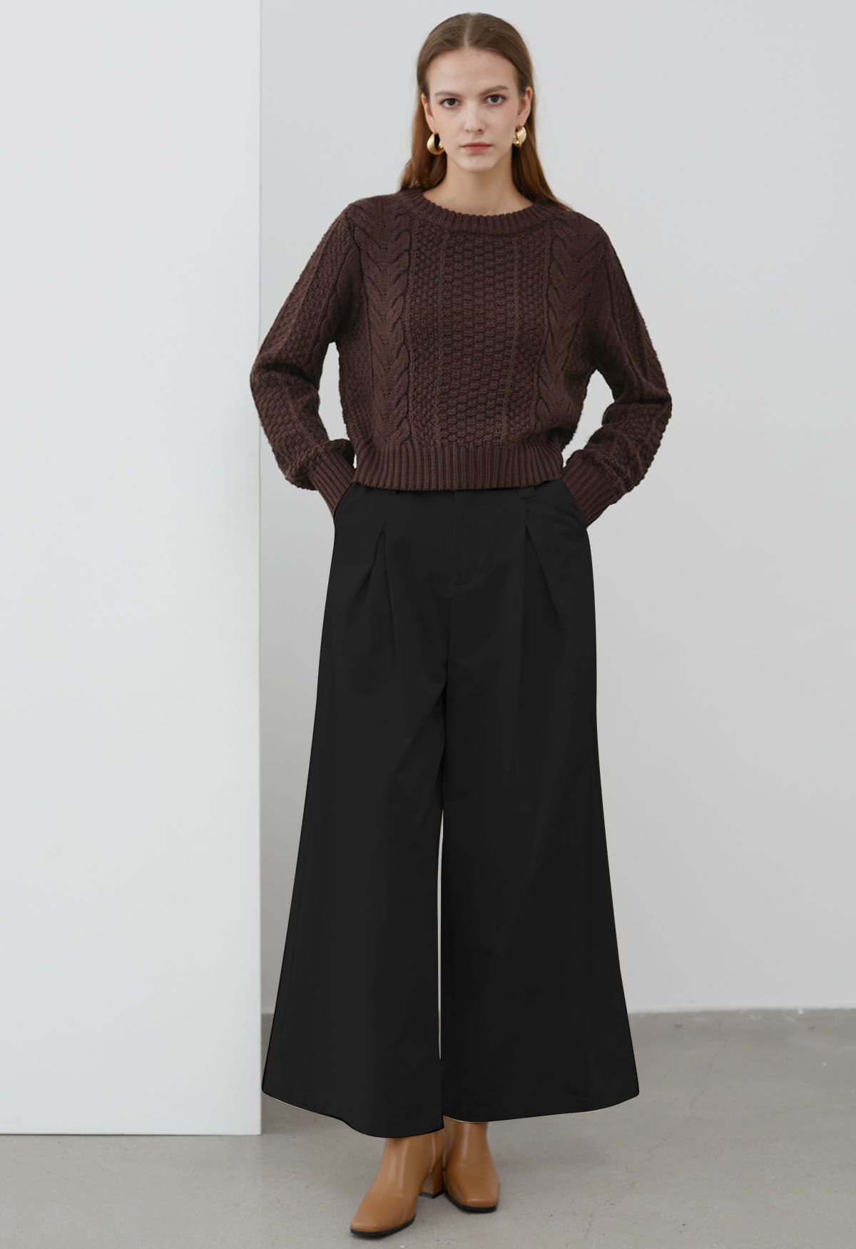 Comfortable Cotton Wide-Leg Pants in Black