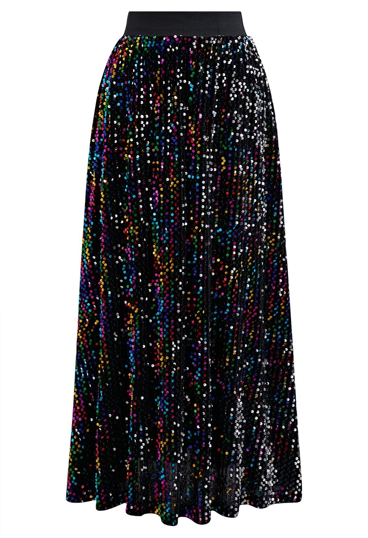 Colorful Sequin Velvet Maxi Skirt