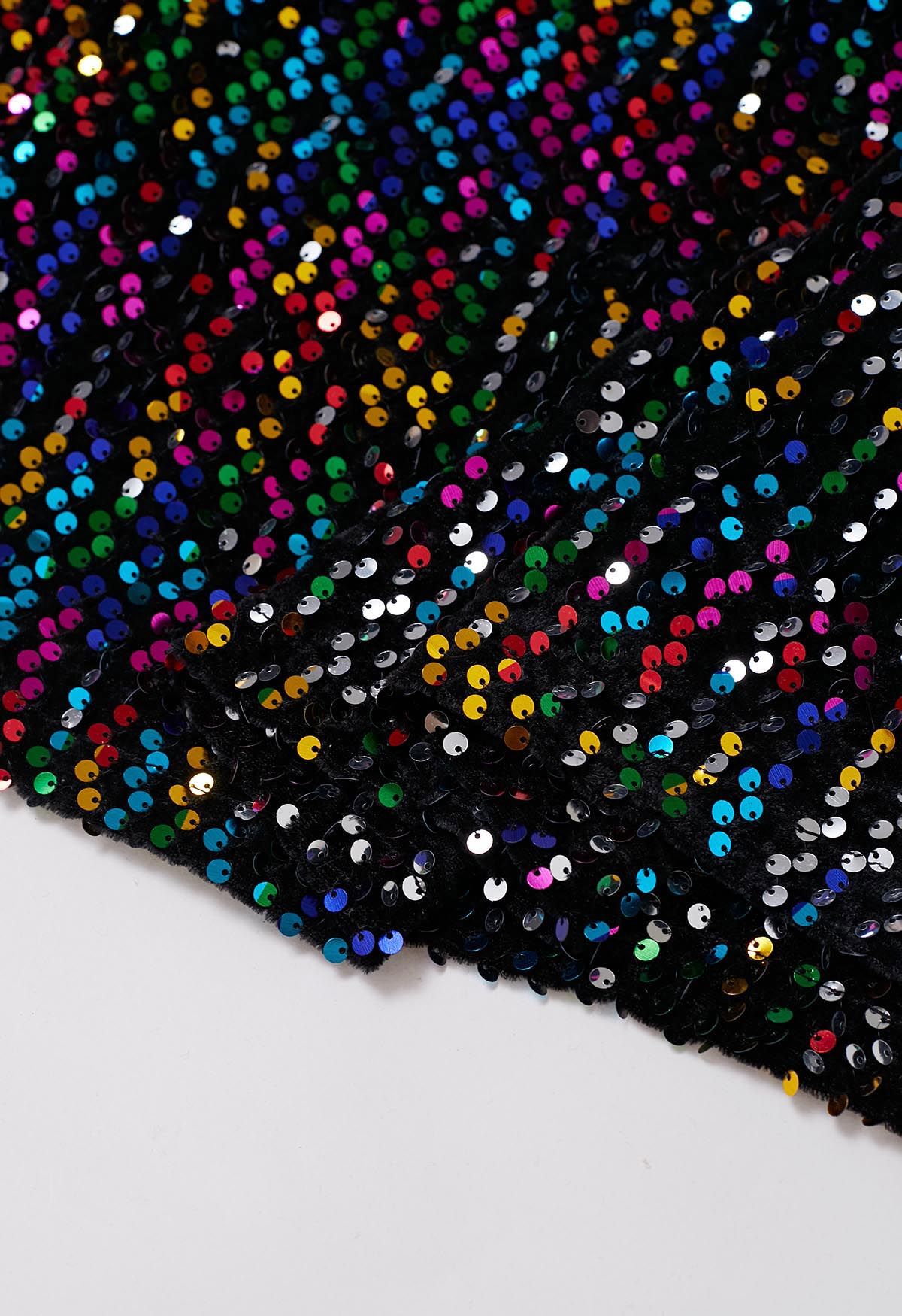 Colorful Sequin Velvet Maxi Skirt