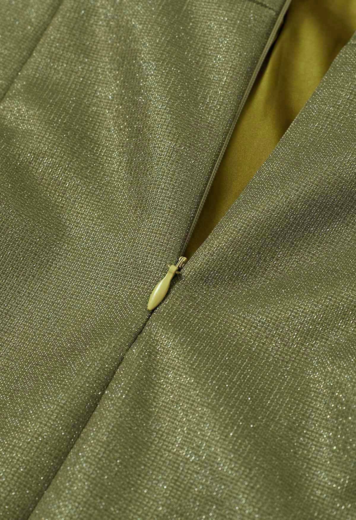 Shimmer Details Feather Cuffs Shift Dress