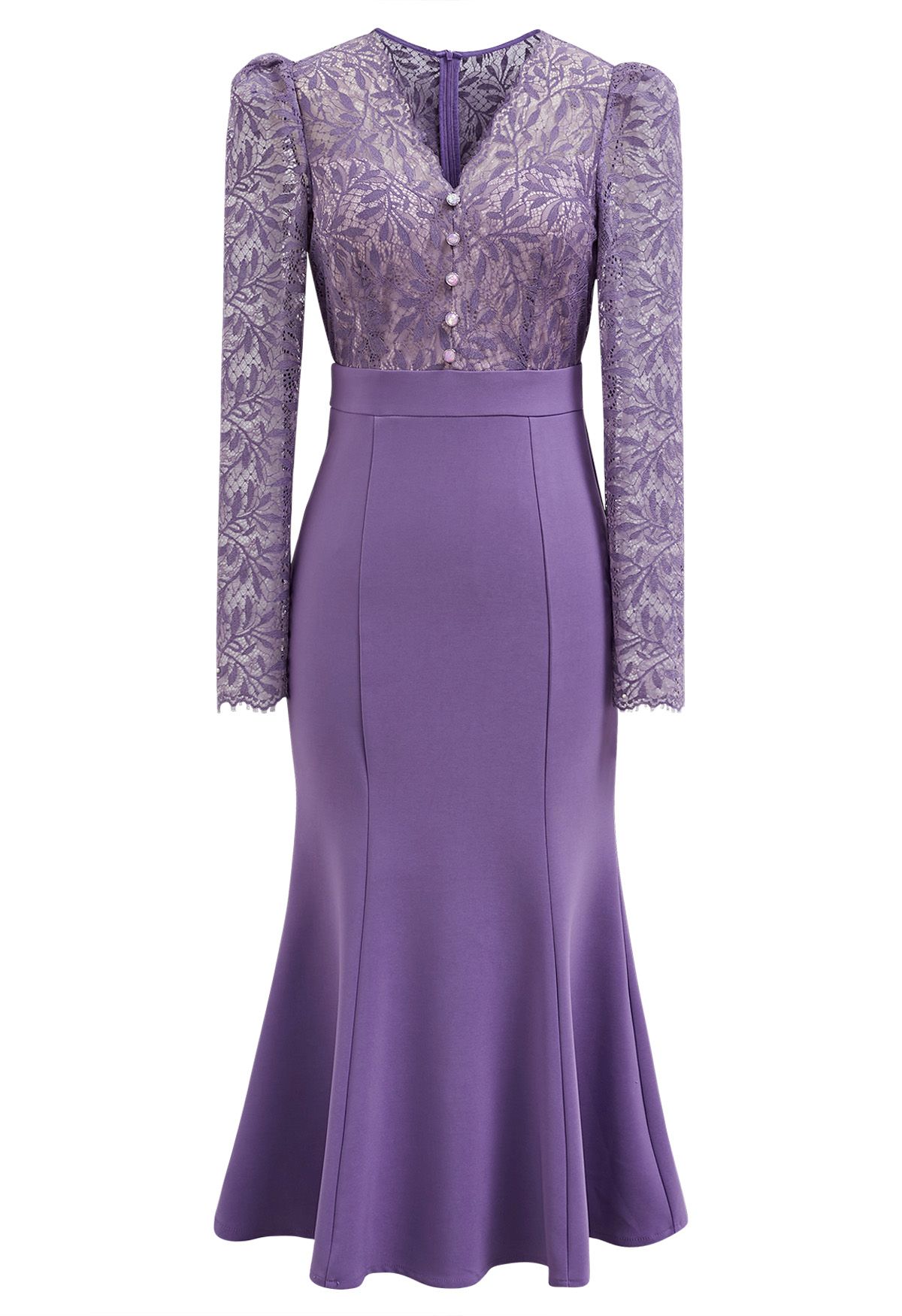 Exquisite Lace Spliced Mermaid Midi Dress