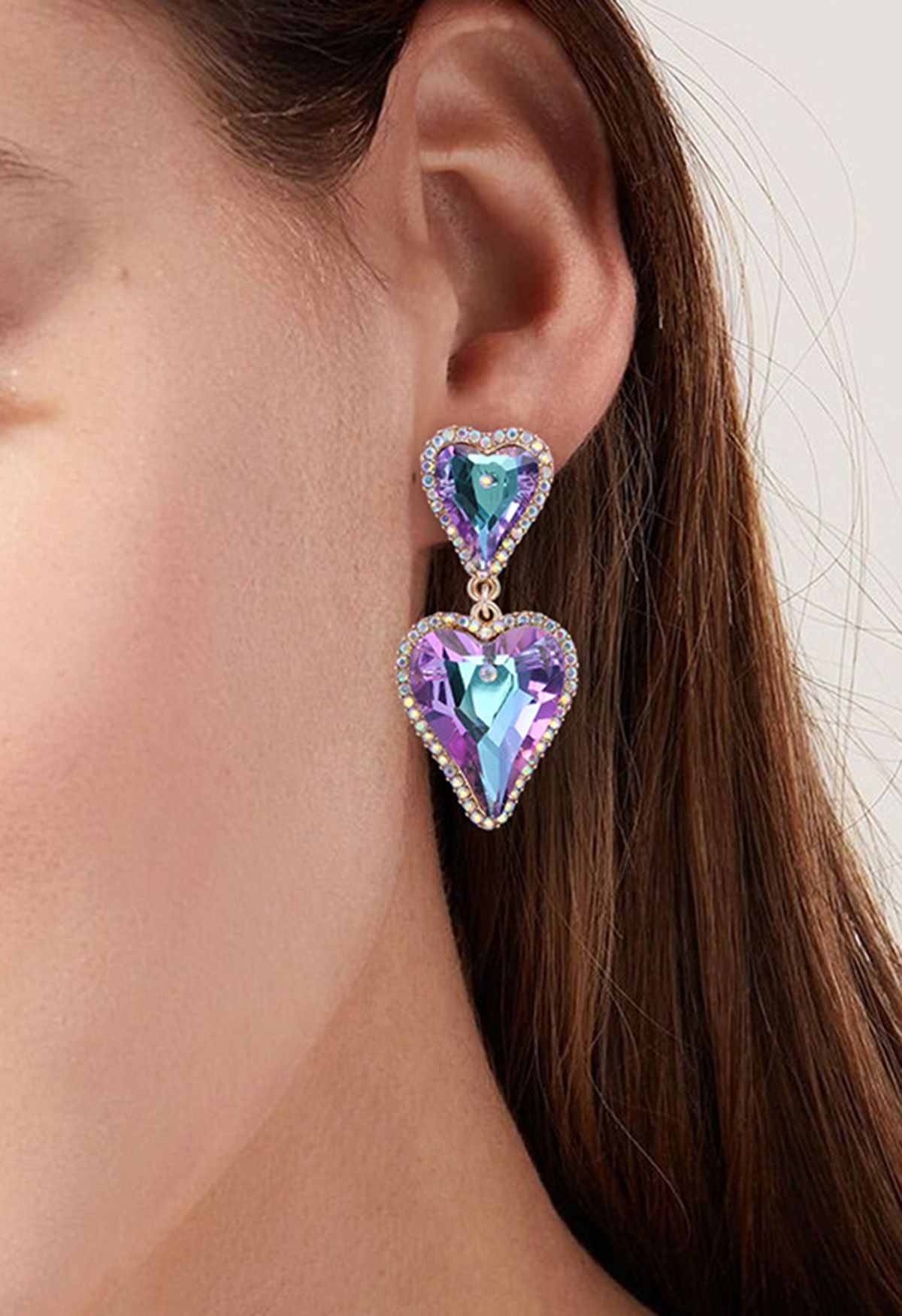 Dazzling Glam Rhinestone Heart Earrings