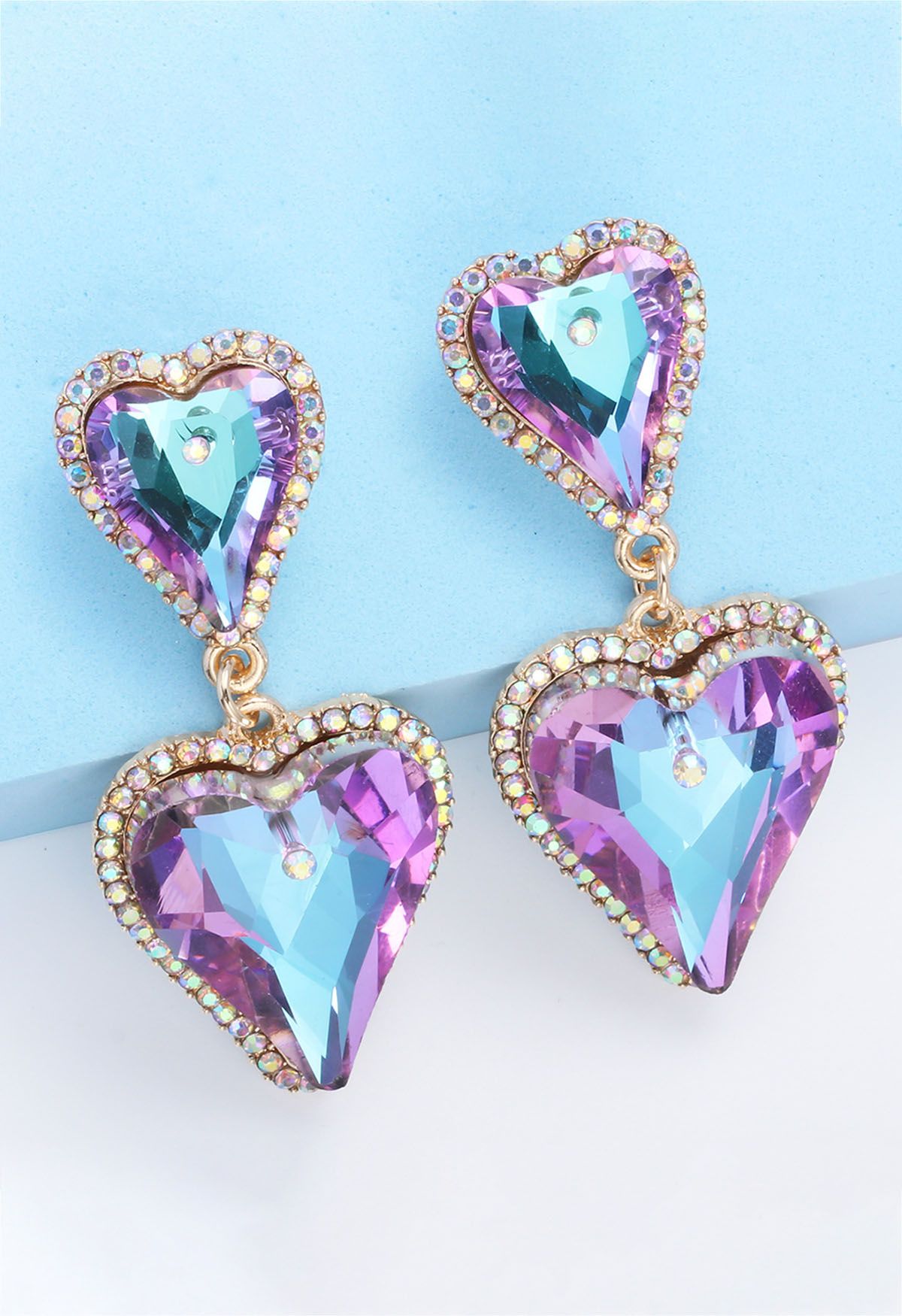 Dazzling Glam Rhinestone Heart Earrings