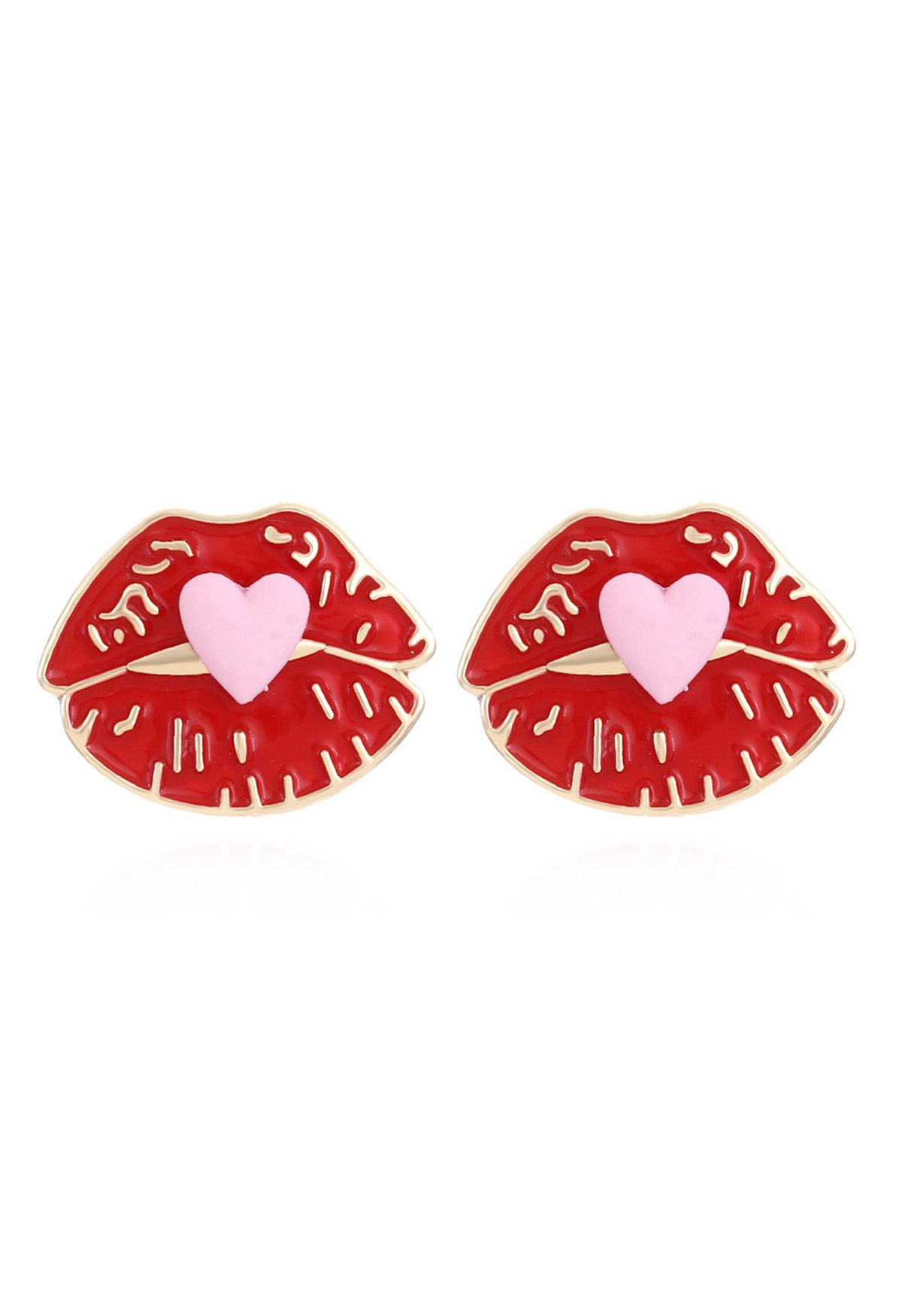 Flaming Lip Heart Earrings in Light Pink
