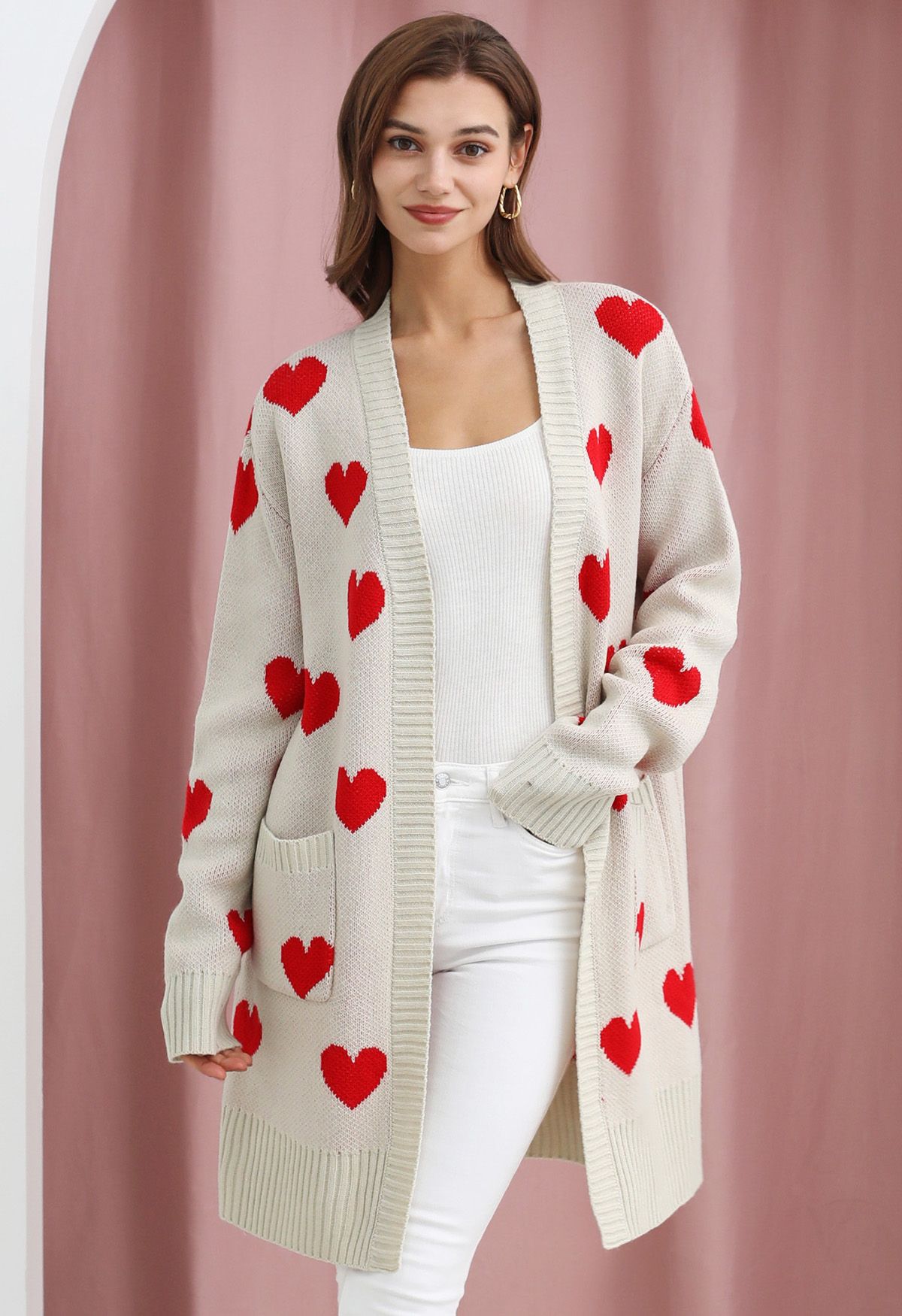 Love Embrace Open Front Knit Cardigan in Ivory