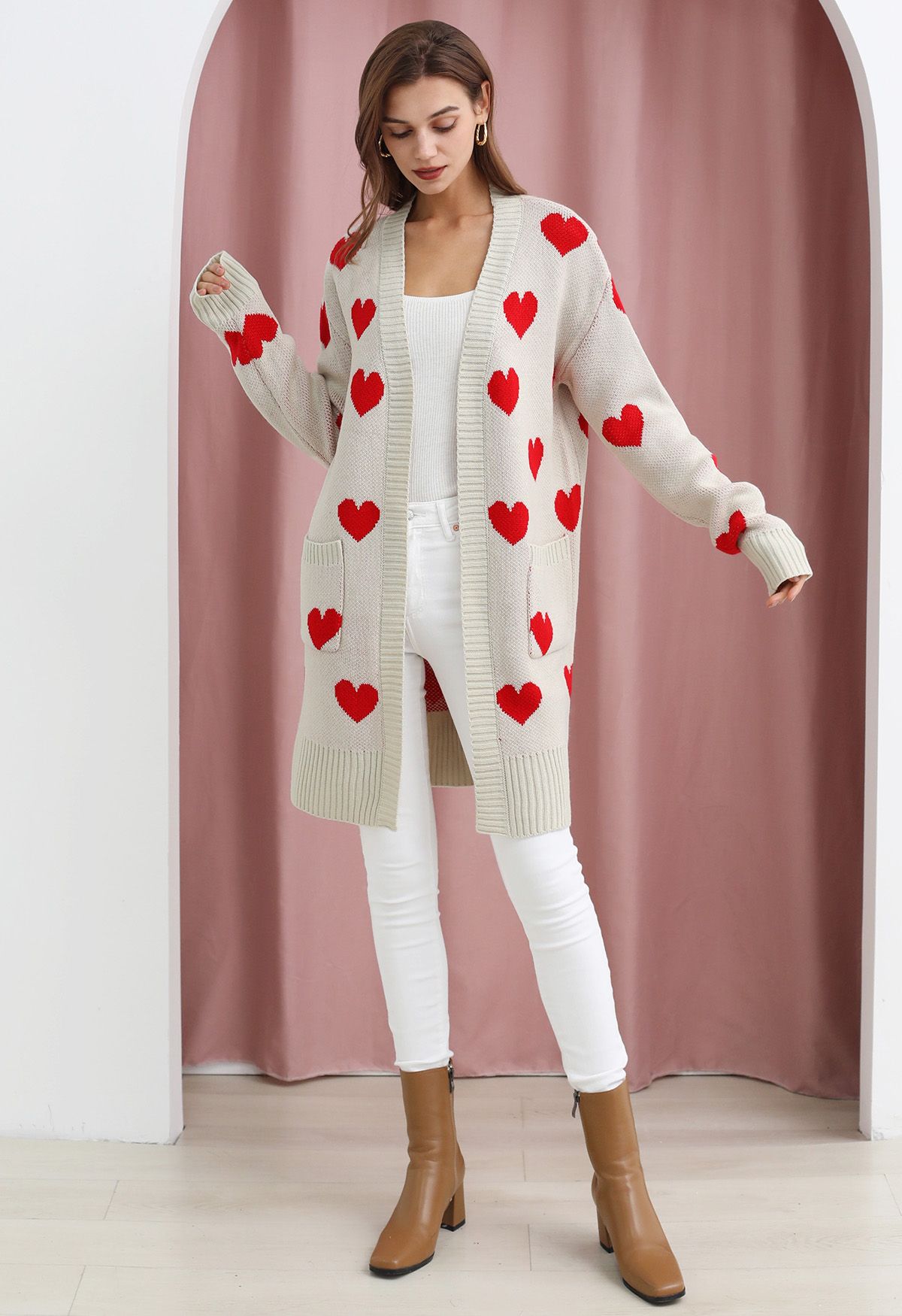 Love Embrace Open Front Knit Cardigan in Ivory