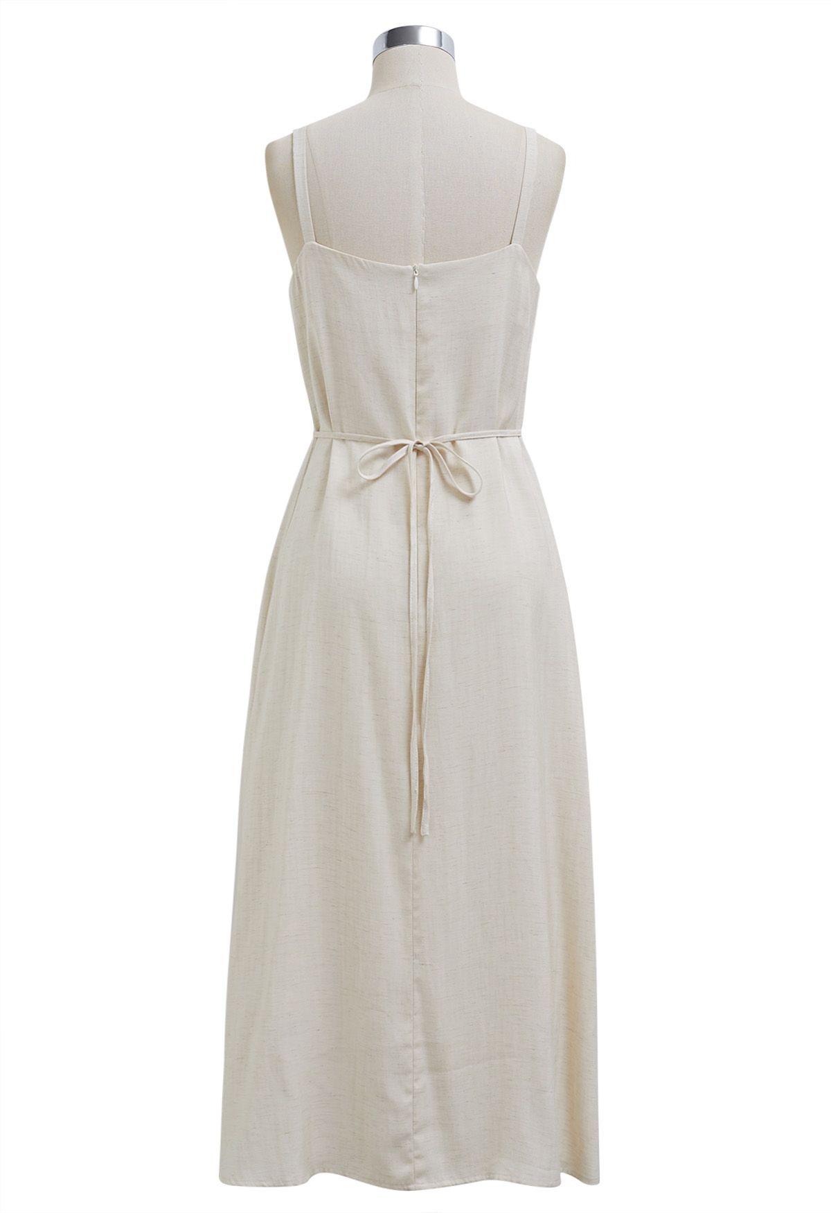 Pintuck Linen-Blend Cami Dress in Linen