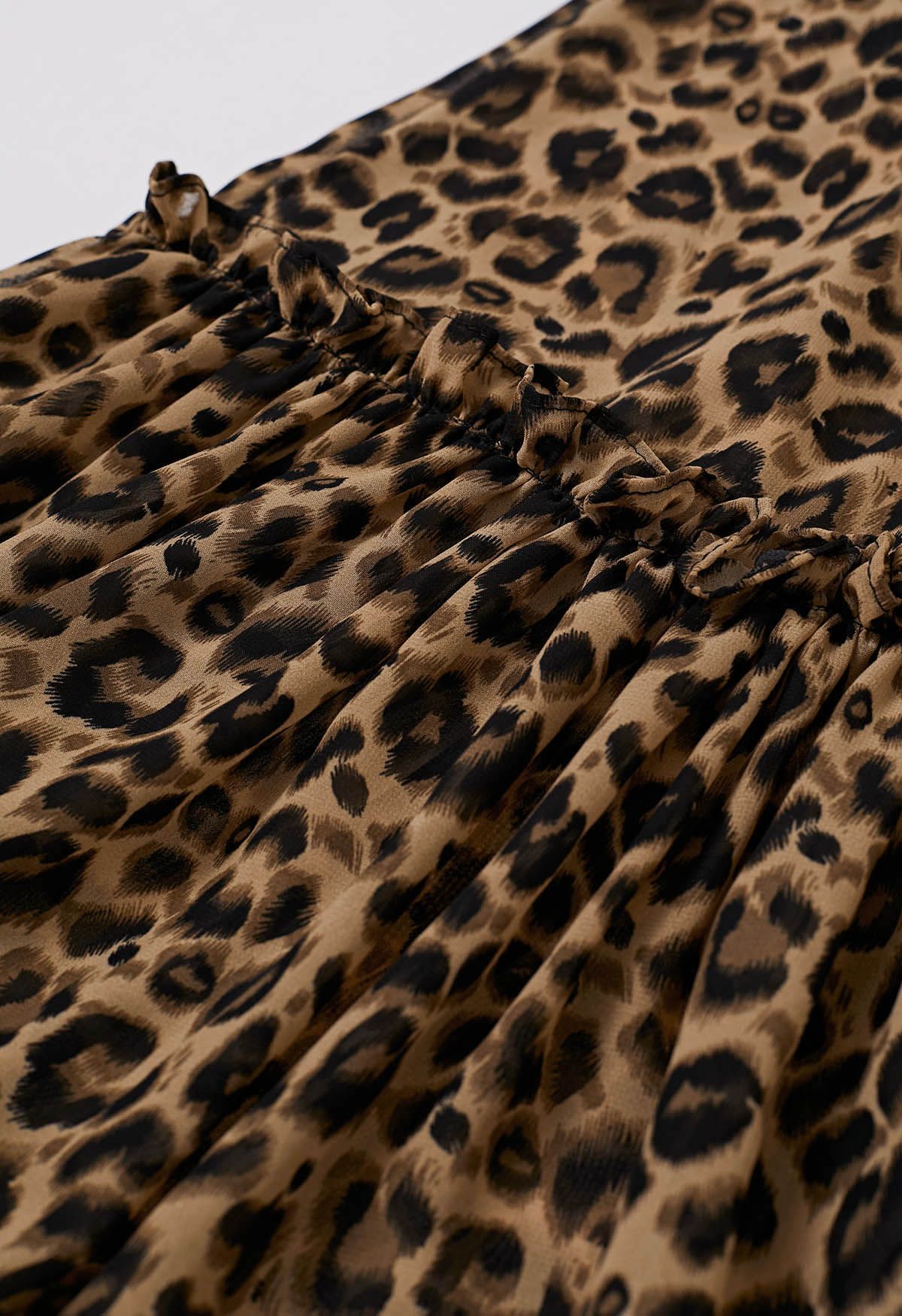 Leopard Print Self-Tie Neckline Chiffon Mini Dress