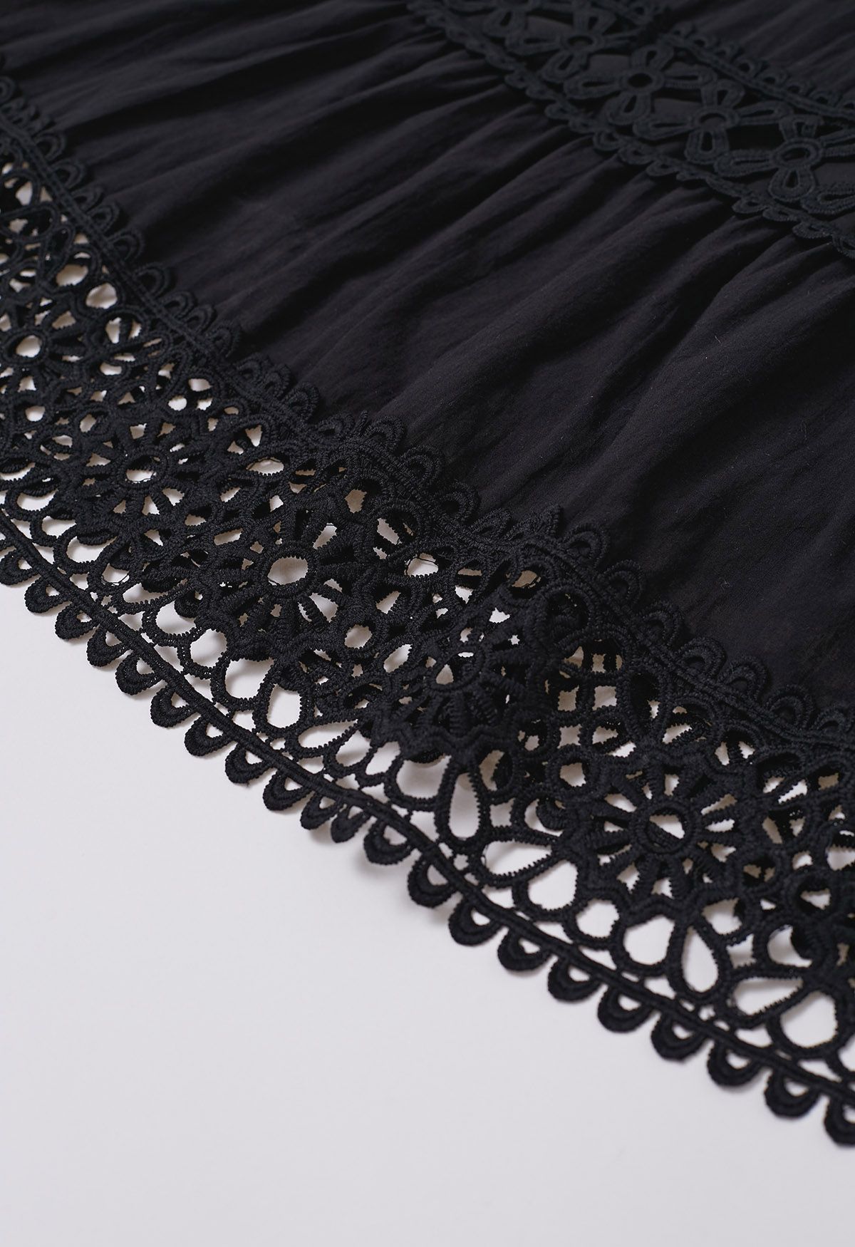 Geometric Lace Maxi Skirt in Black