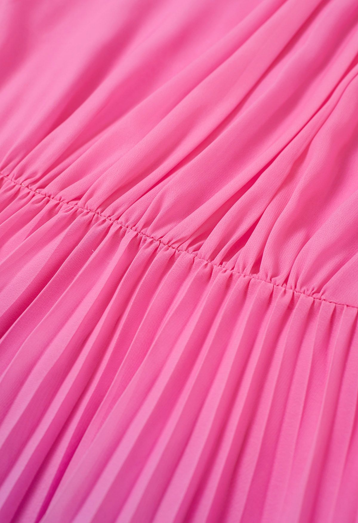 Pink-Purple Ombre Pleated Belt Chiffon Maxi Dress