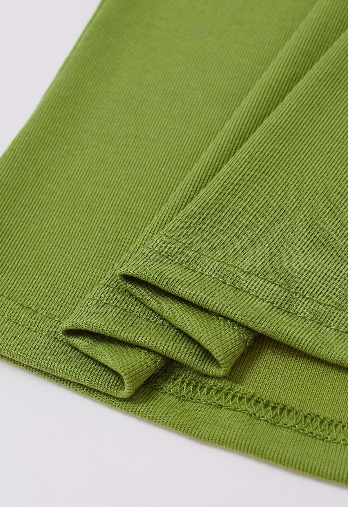 Solid Color Square Neck Soft Top in Green