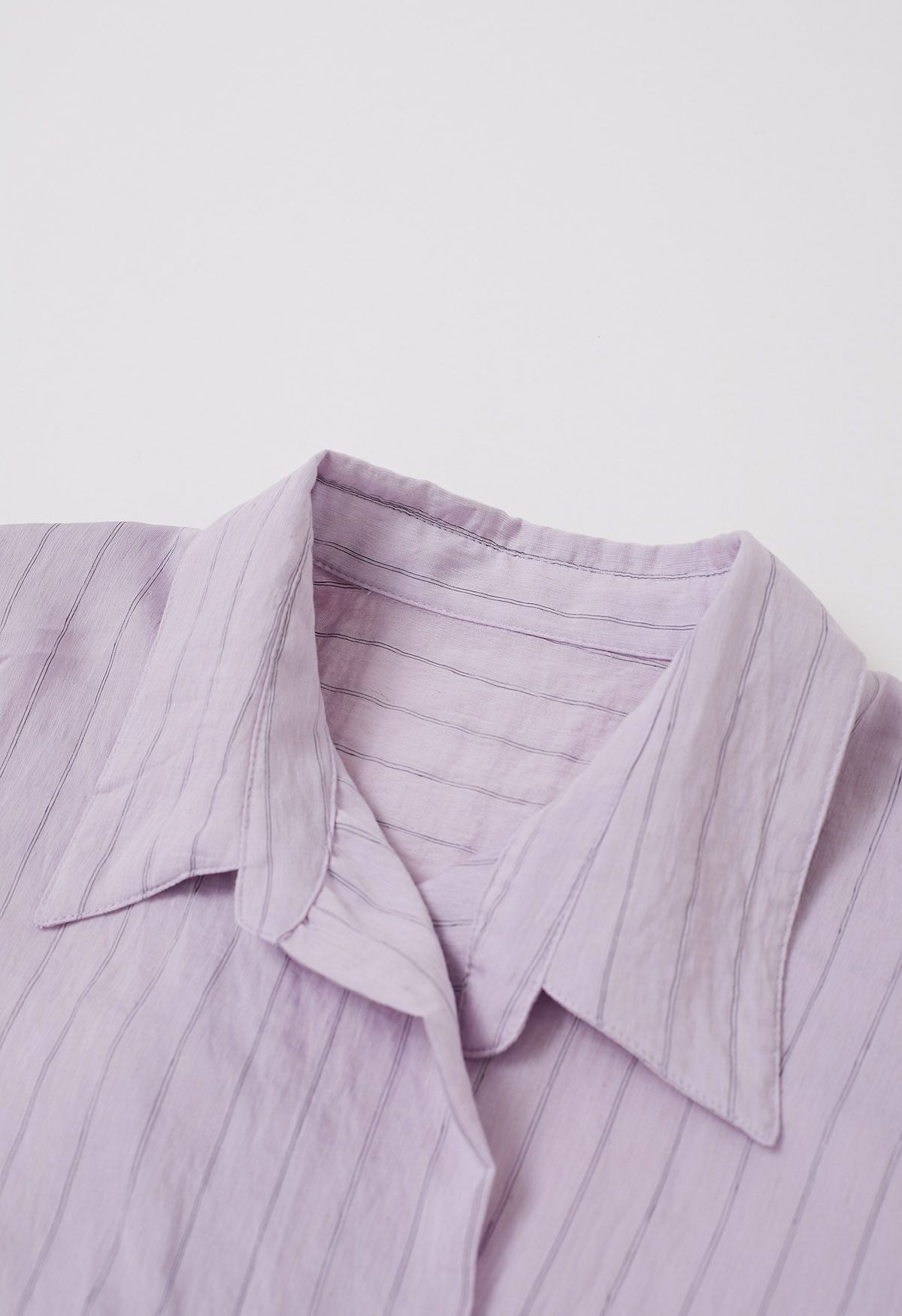 Striped Collared Patch Pocket Shirt in Lilac