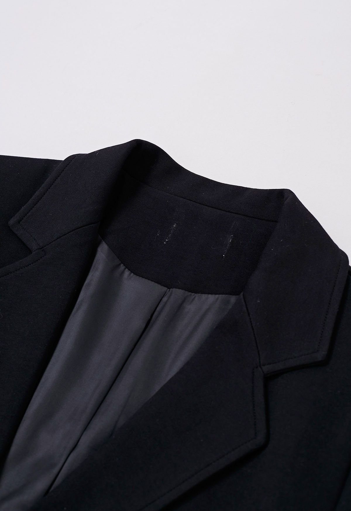 Notch Lapel Cotton-Blend Blazer in Black