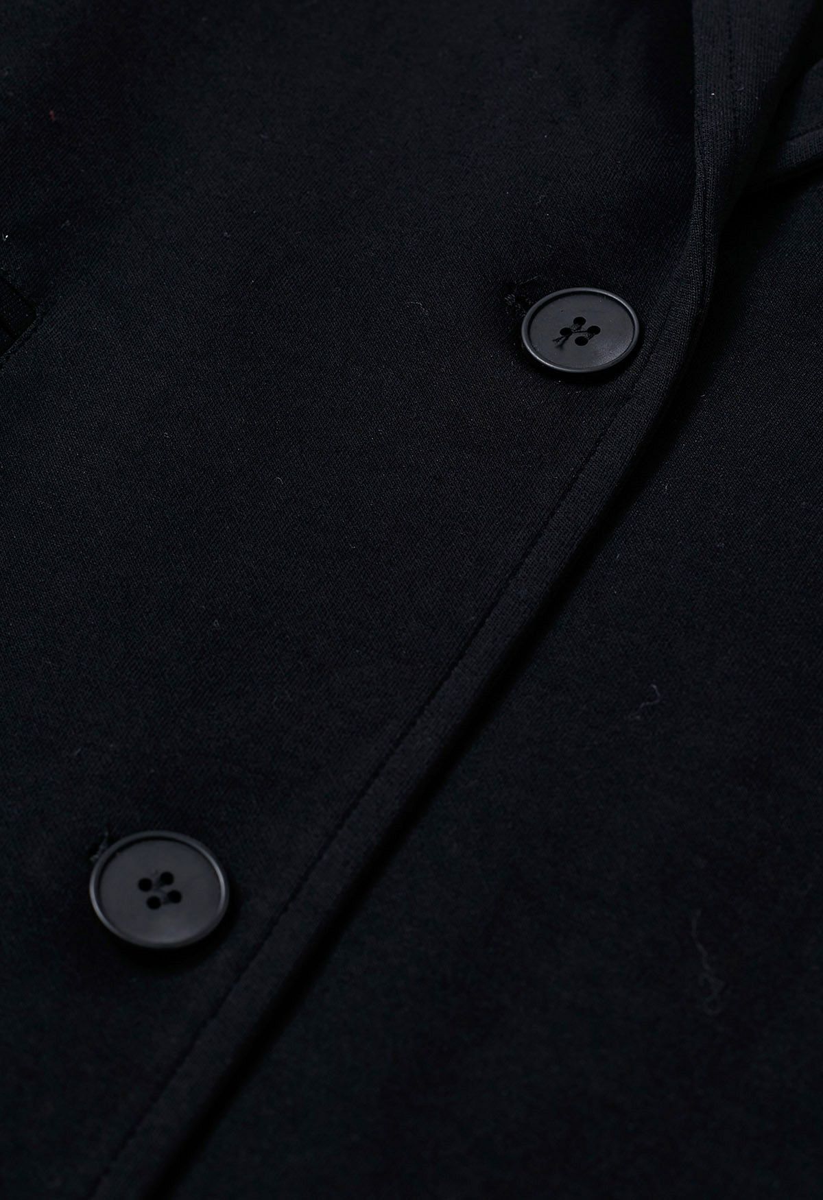 Notch Lapel Cotton-Blend Blazer in Black