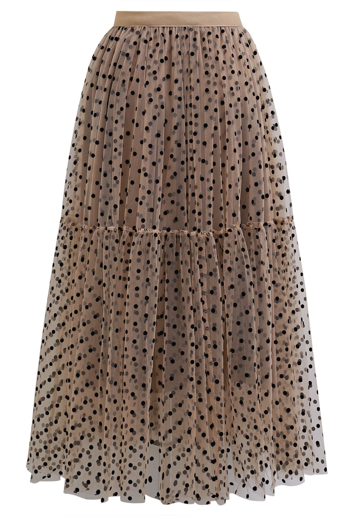 Can't Let Go Dots Mesh Tulle Skirt in Caramel