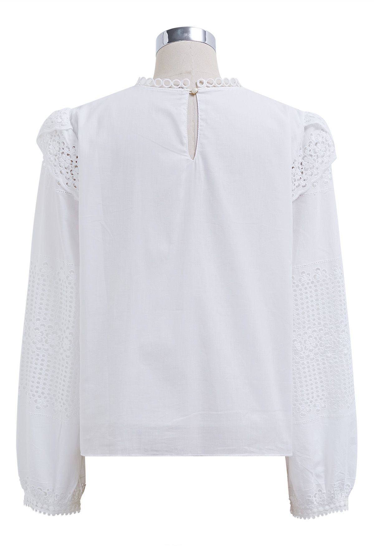 Boho Chic Eyelet Embroidered Cotton Top in White