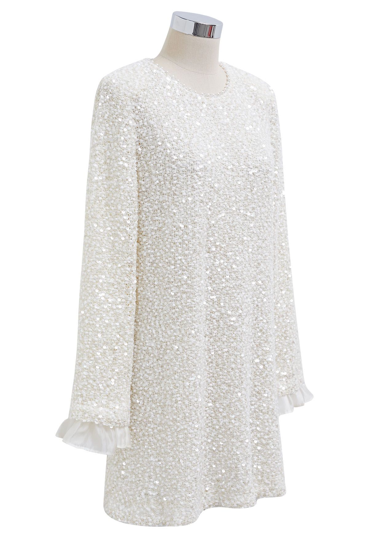 Sequined Hollow Out Knitted Shift Dress