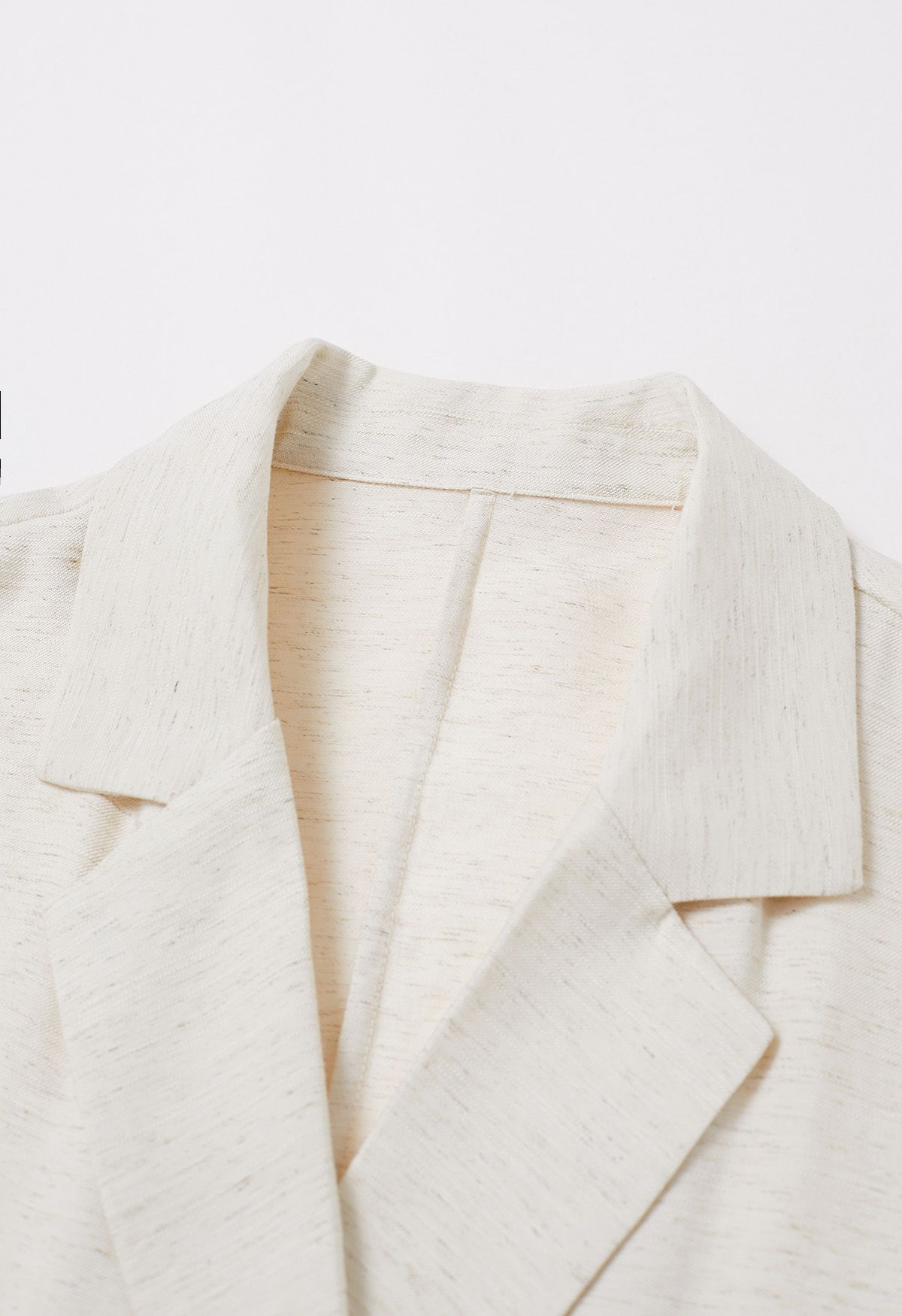 Lightweight Notch Lapel Linen-Blend Blazer in Ivory