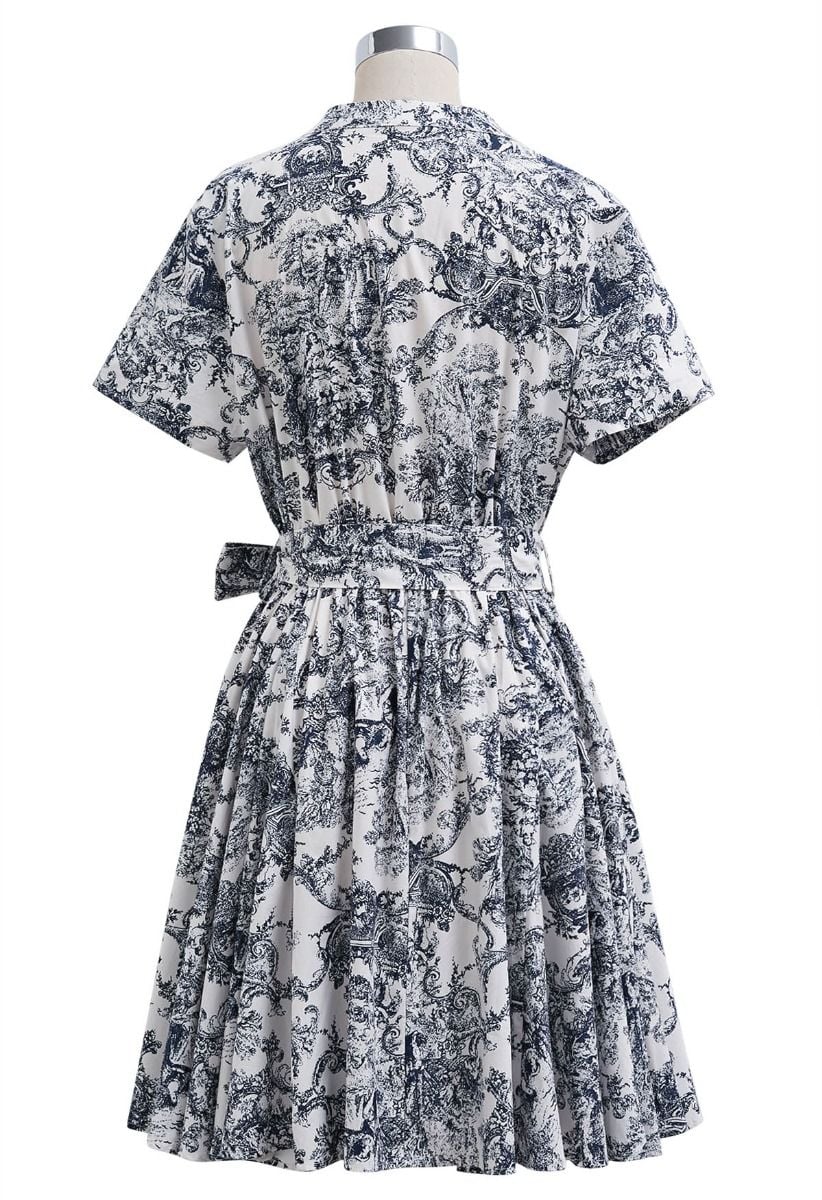 Baroque-Inspired Self-Tie Bowknot Frilling Hem Dress