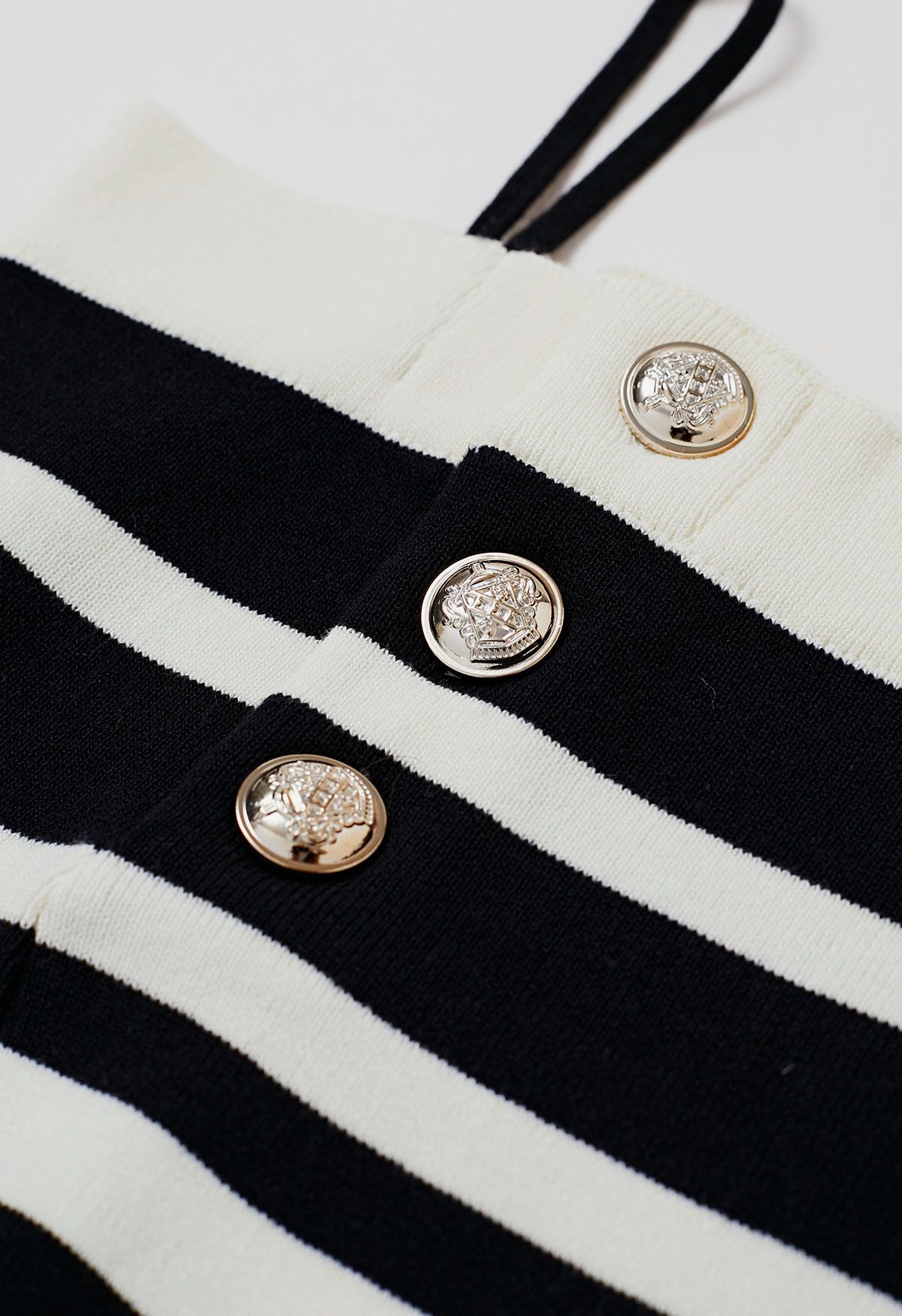 Contrast Stripe Button Trim Knit Cami Top