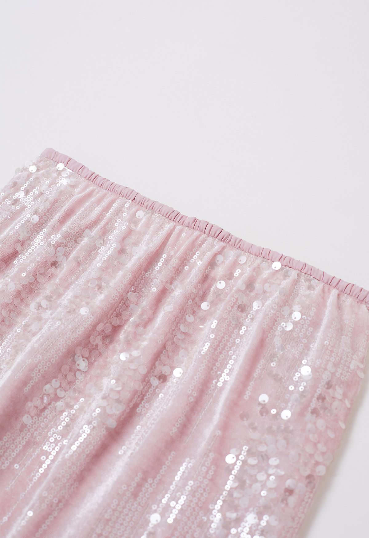 Sweet Pink Sequin Velvet Mermaid Skirt