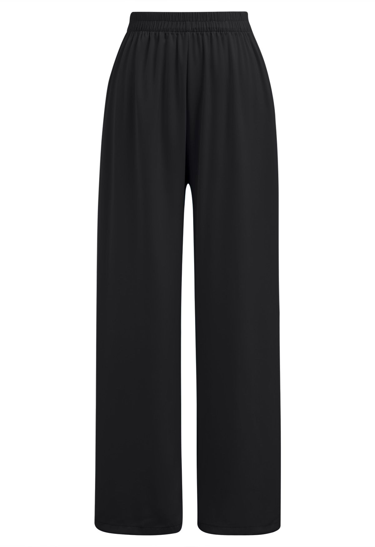 Satin Finish Pull-On Pants in Black