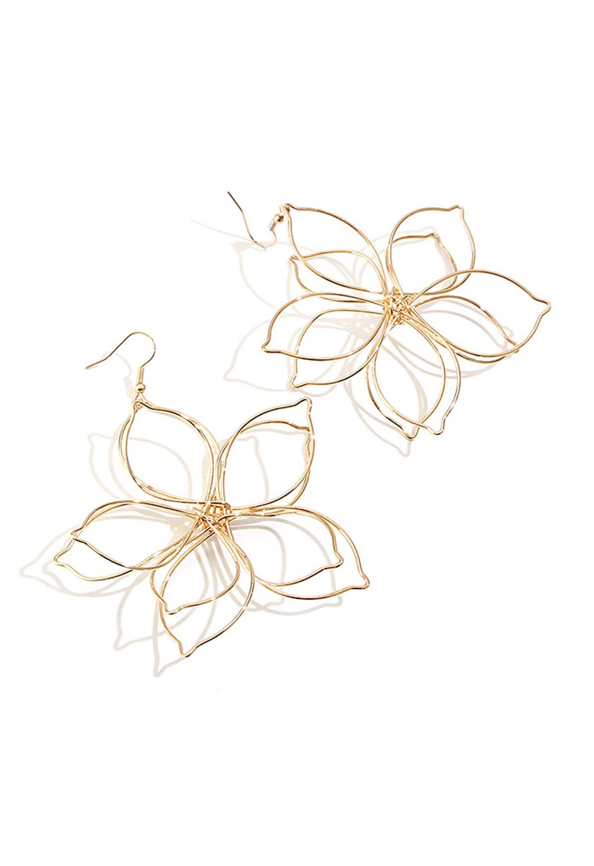 Metal Flower-Shaped Hook Earrings