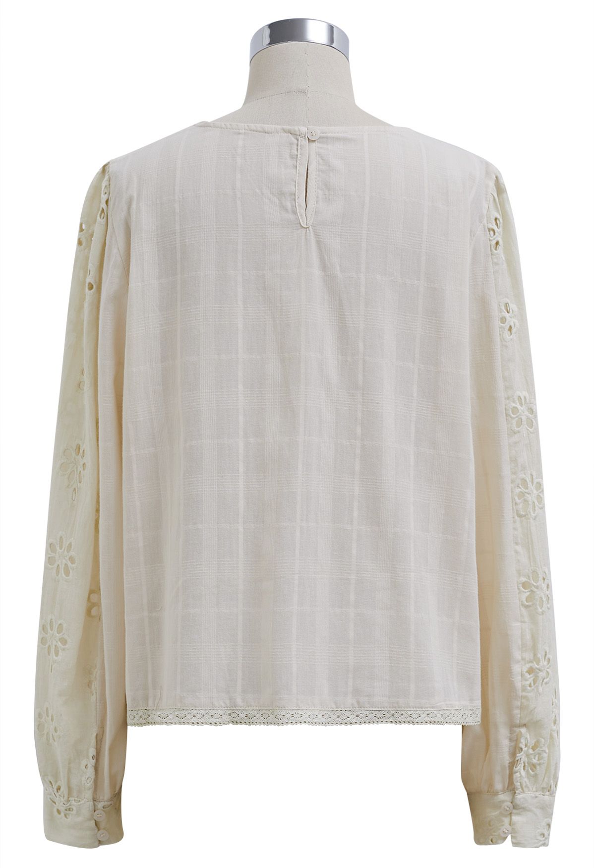 Daisy Eyelet Embroidery Cotton Top in Cream