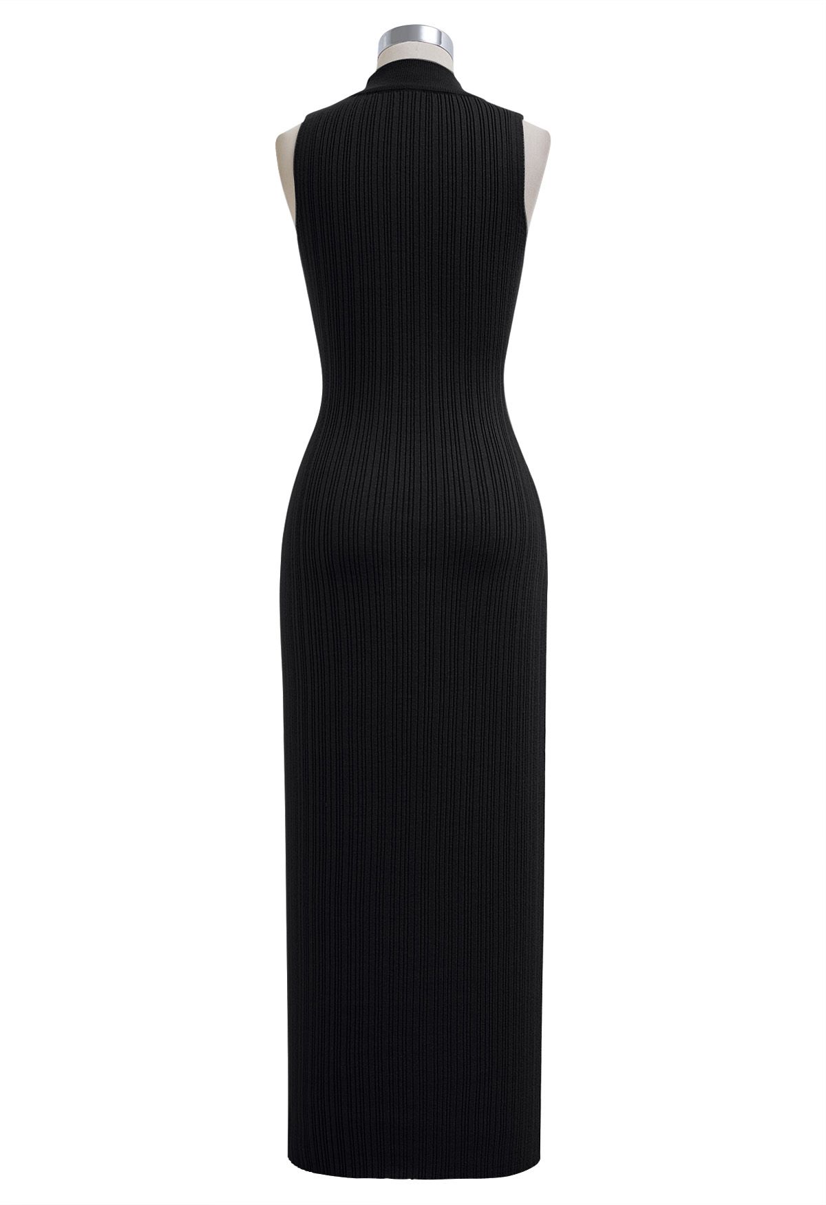 Ultra-Flattering Bodycon Knit Maxi Dress in Black