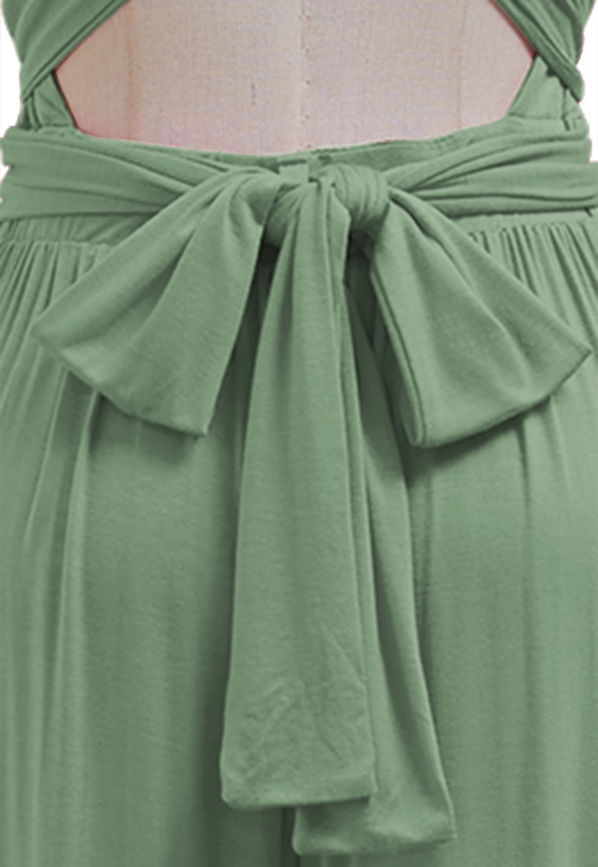 Twist and Tie Wide-Leg Jumpsuit in Green