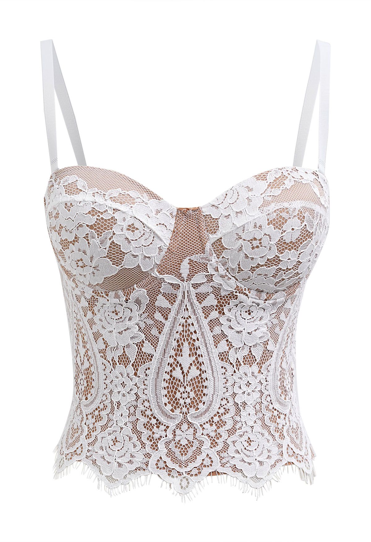 Dainty Floral Lace Bustier Crop Top