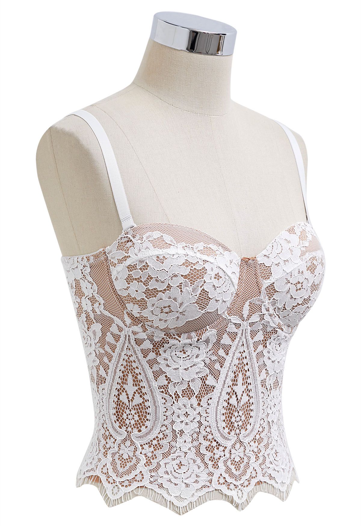 Dainty Floral Lace Bustier Crop Top