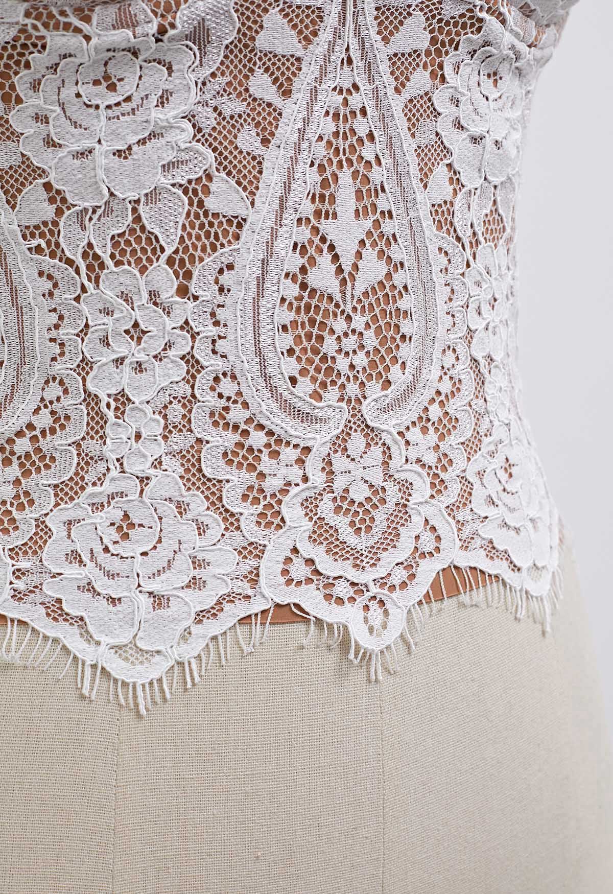 Dainty Floral Lace Bustier Crop Top