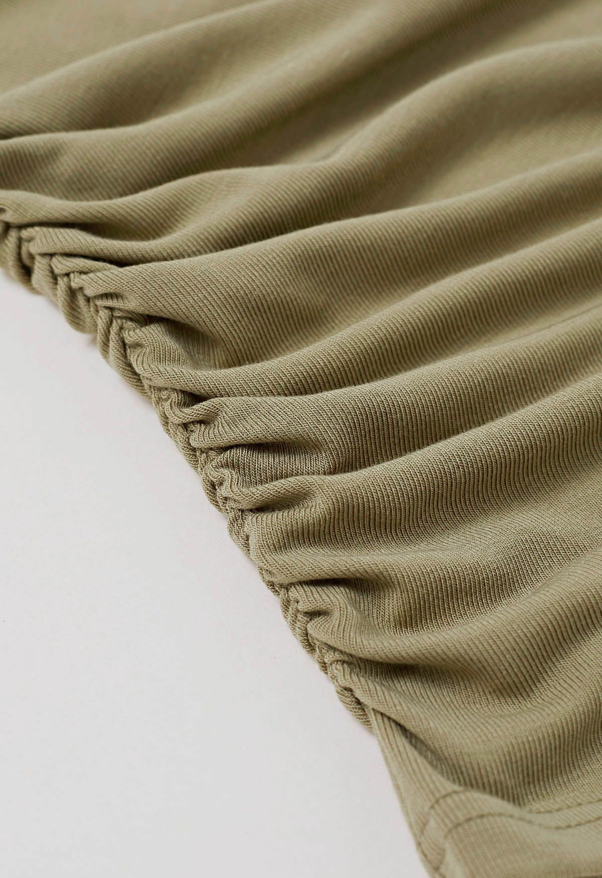 Side Ruched Detail Soft Touch Top in Moss Green