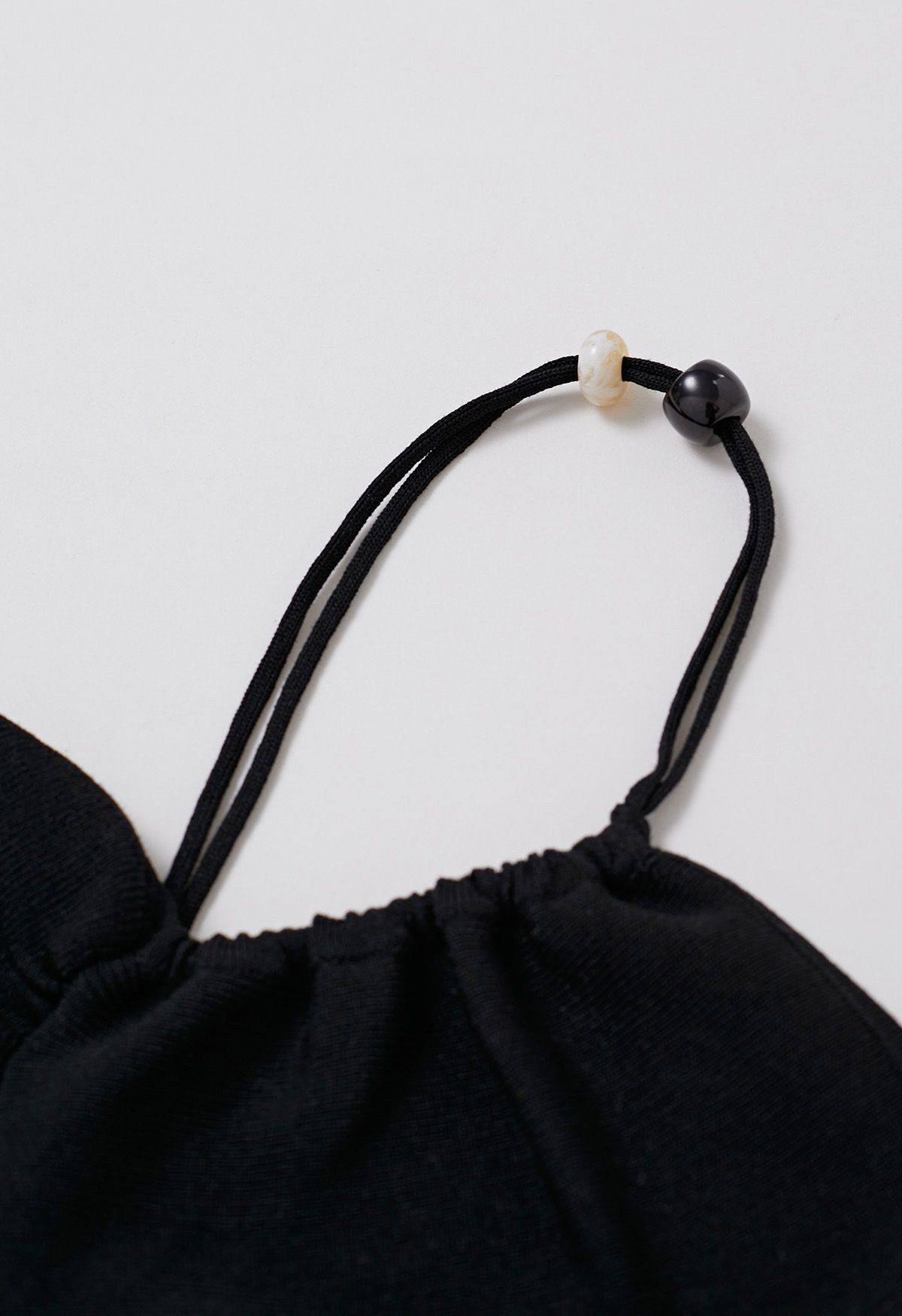 Beaded One-Shoulder Knit Top in Black