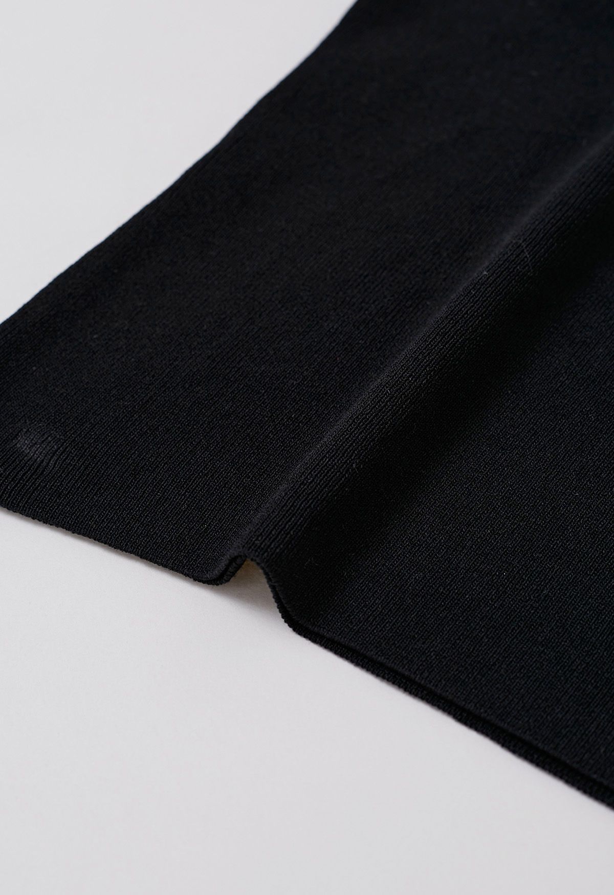 Beaded One-Shoulder Knit Top in Black