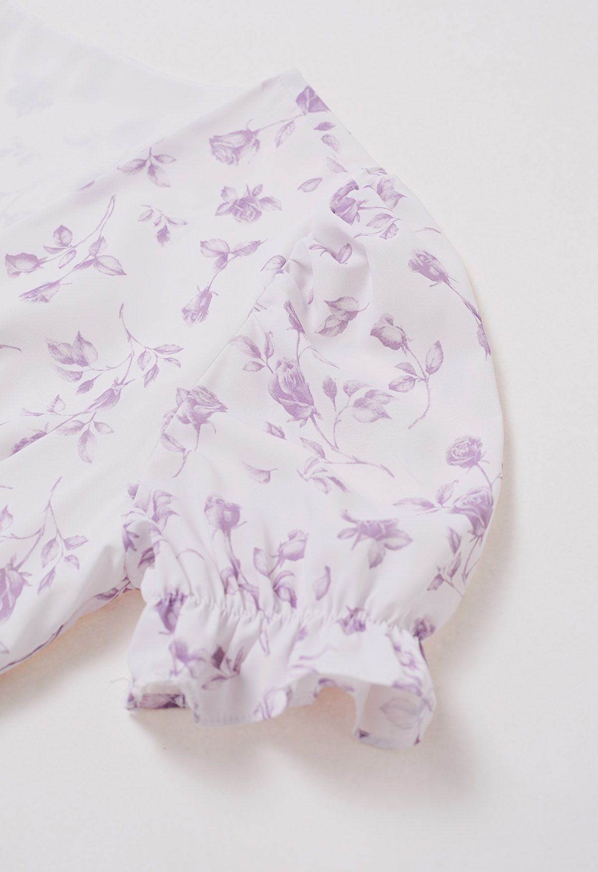 Watercolor Rose Print Wrap Midi Dress in Lilac
