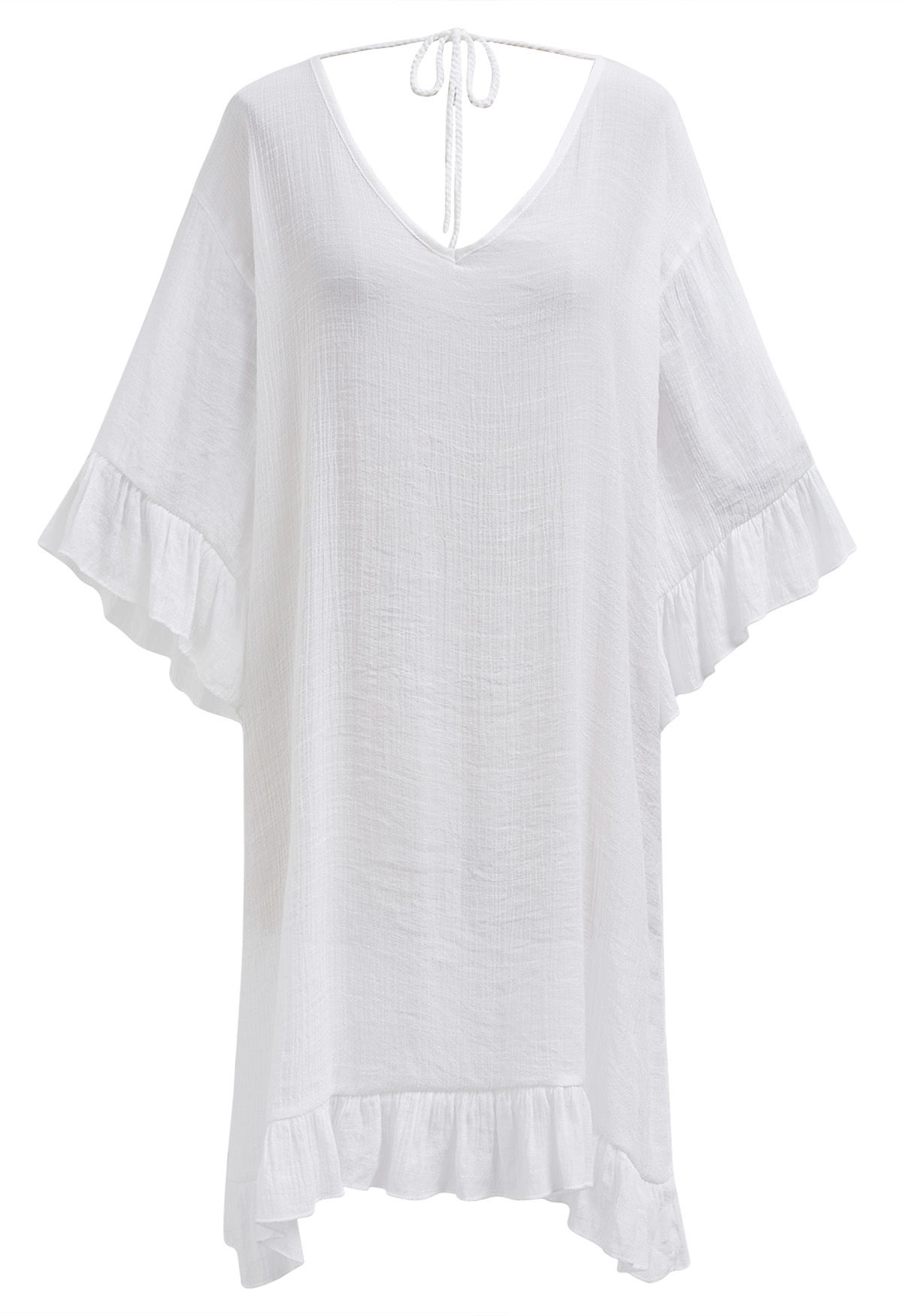 Butterfly Crochet Backless Cover-Up Dress in White